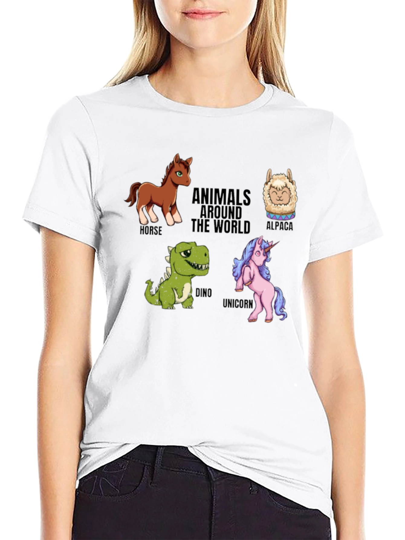Black Animals Around The World Graphic Tee view 9