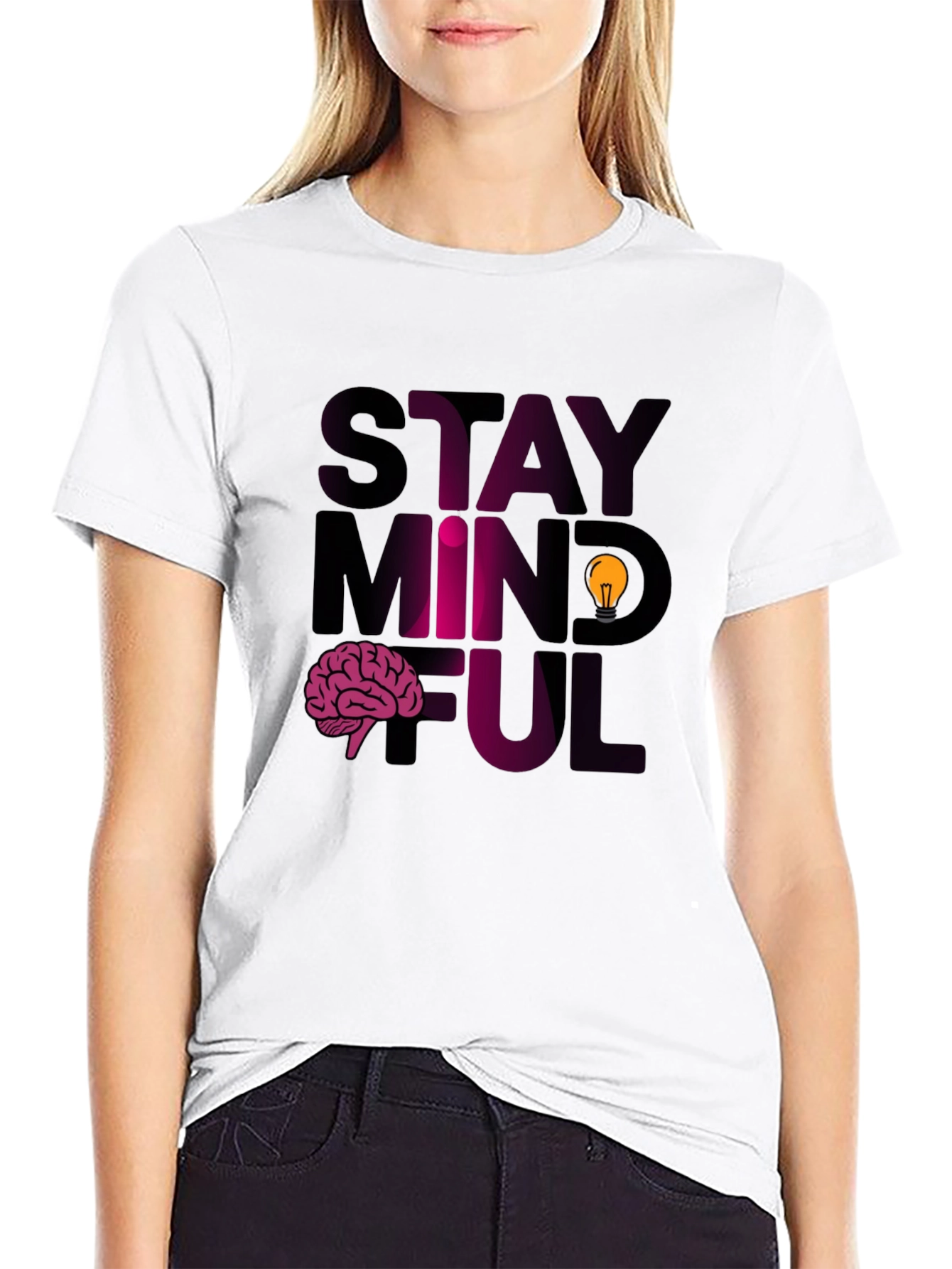 Black Stay Mindful Graphic Tee view 9