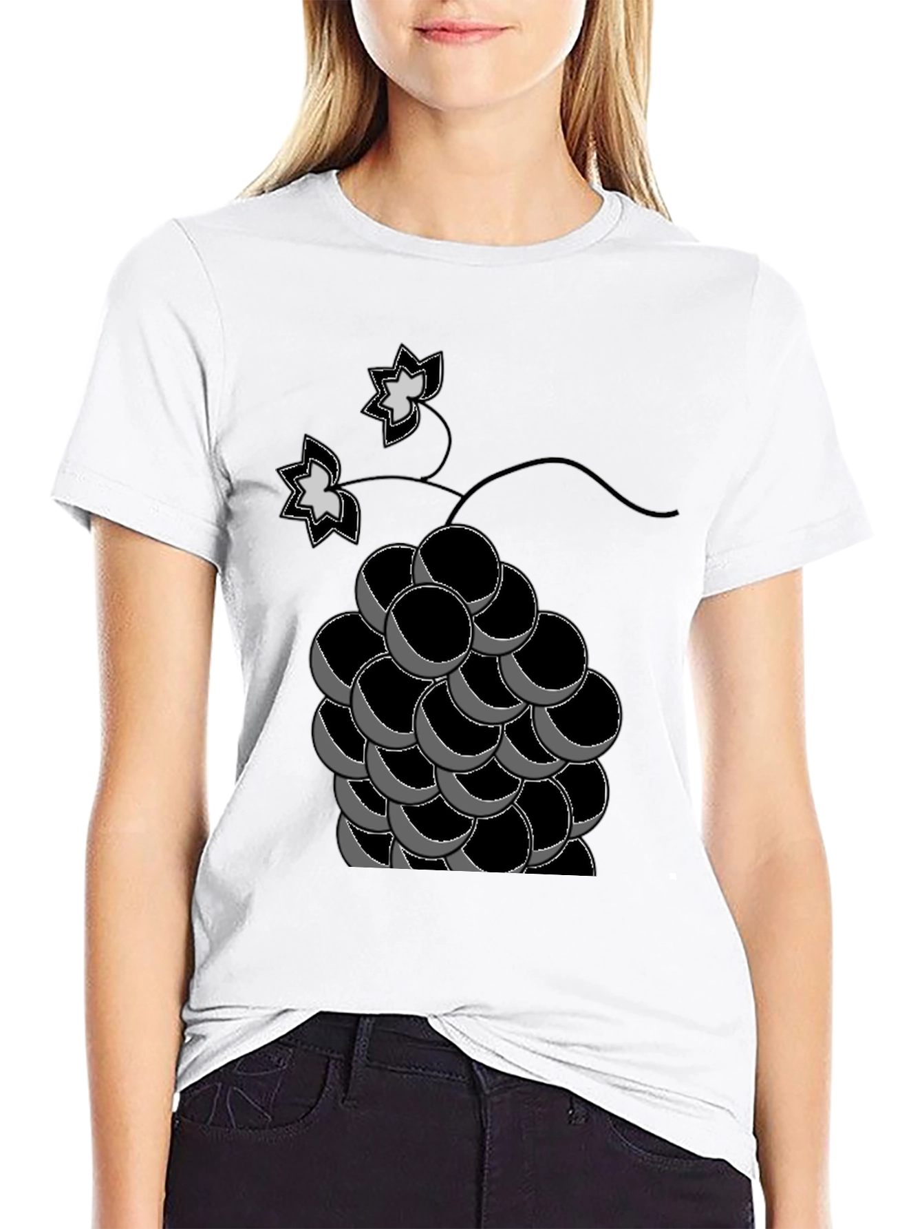 Black Grapes Graphic Tee - Black Cotton T-Shirt view 9