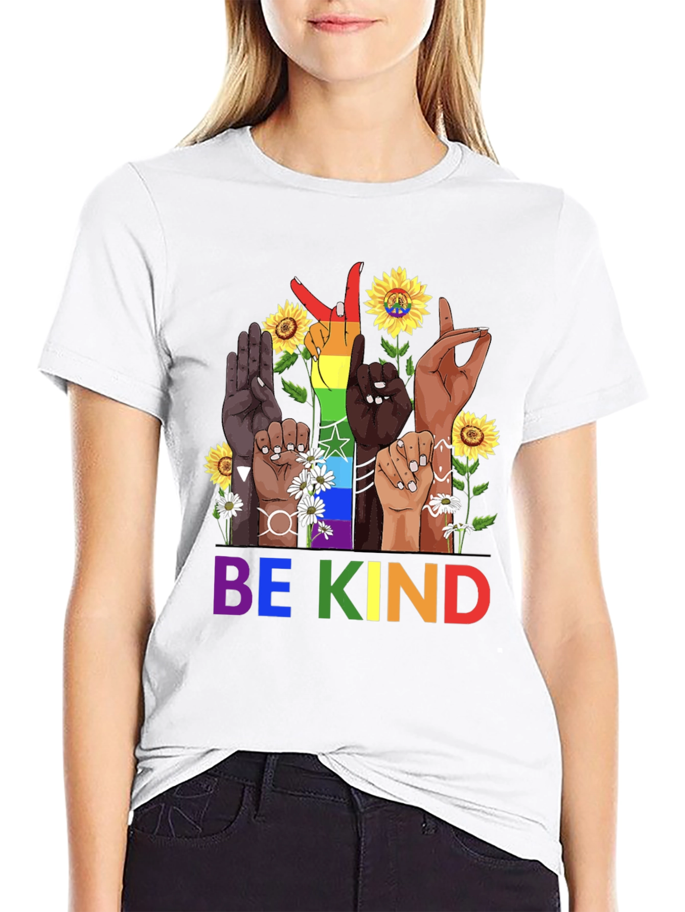 Black Be Kind Diversity Hands Graphic Tee - Unisex view 9