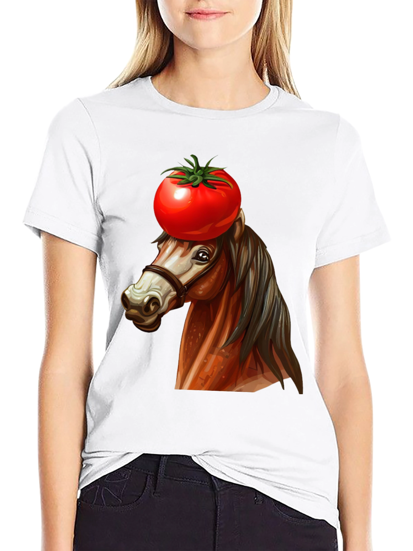 Black Tomato-Headed Horse Graphic Tee view 9