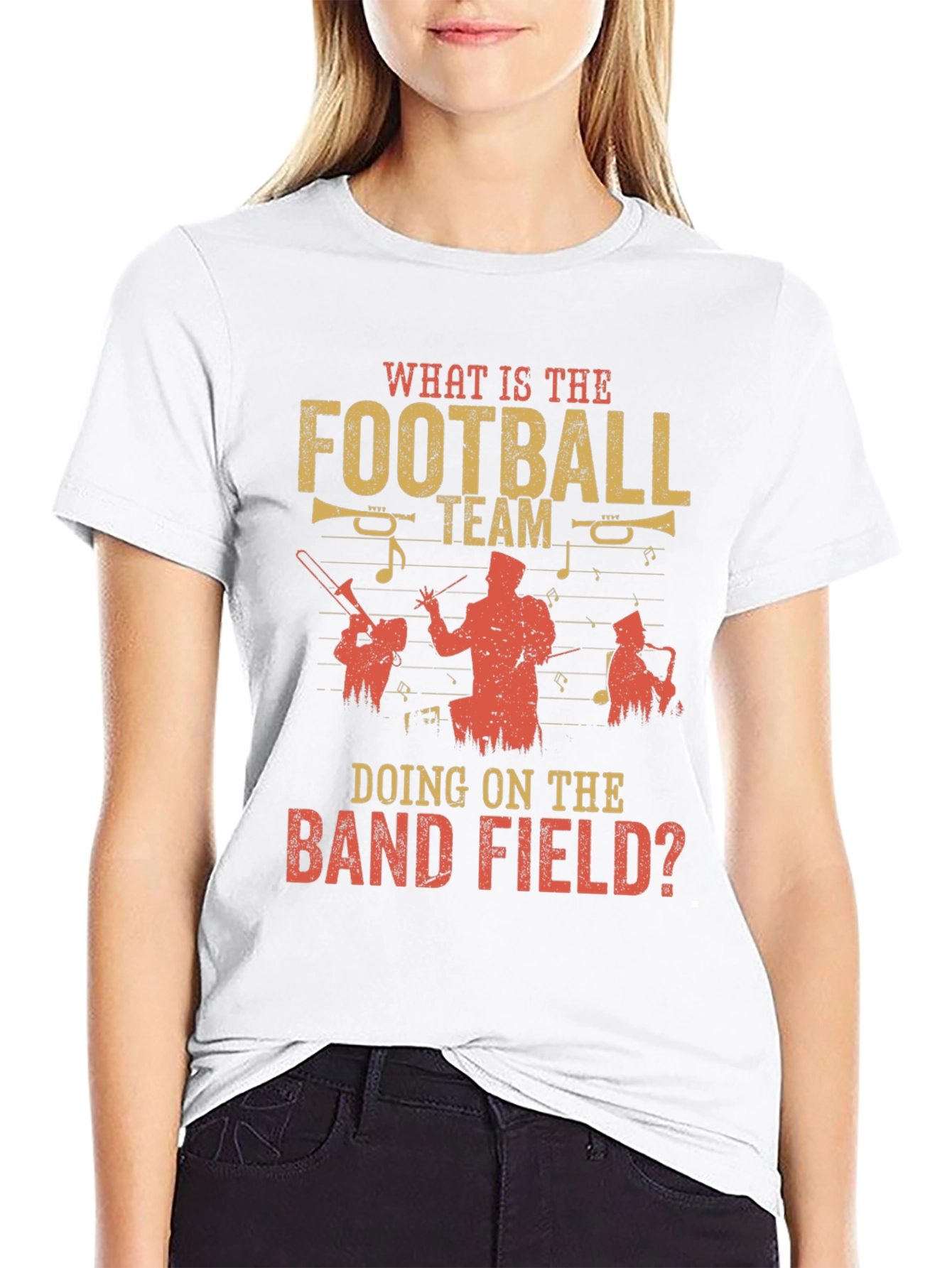 Black Football Team on Band Field Graphic T-Shirt view 9