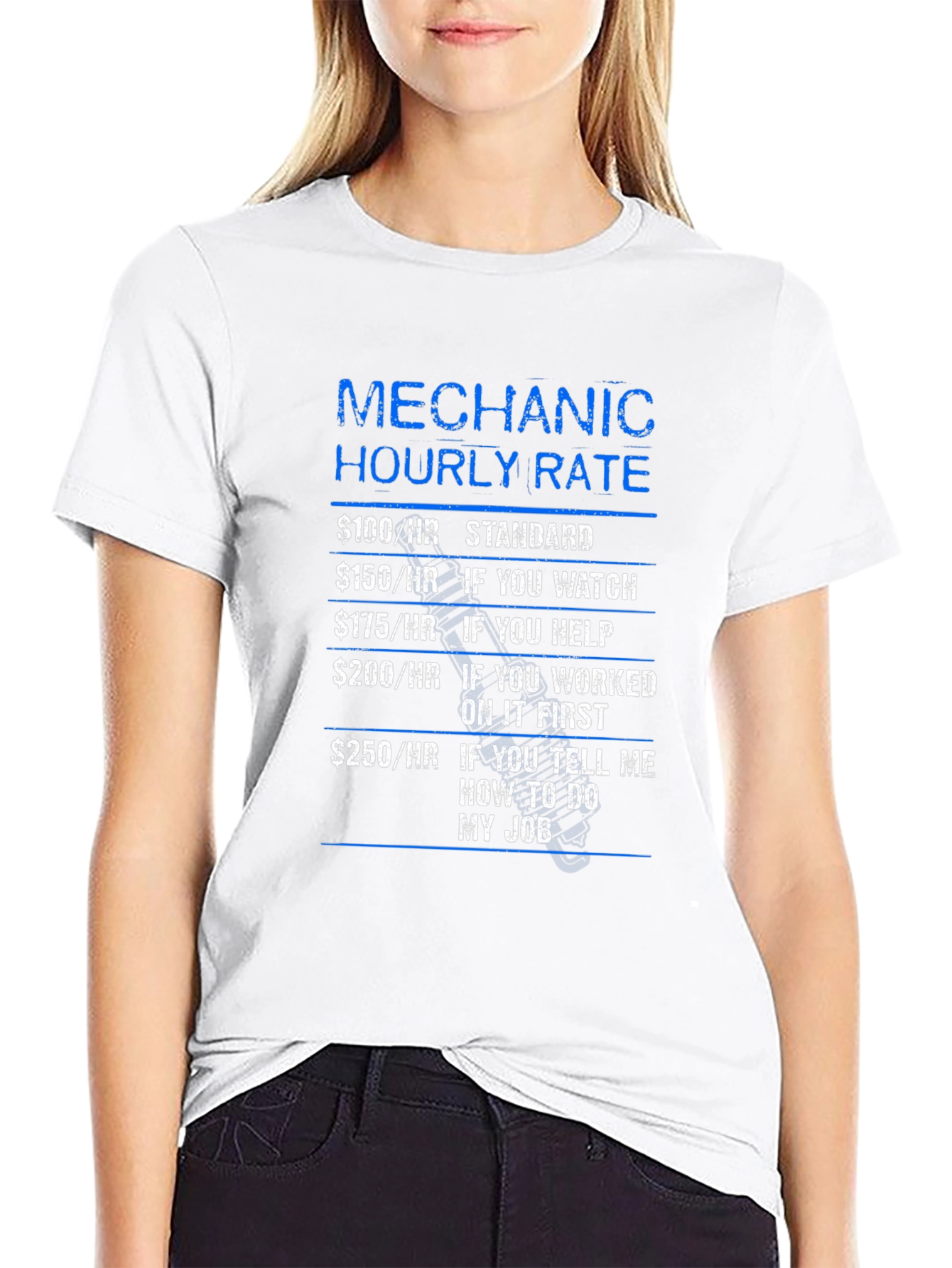 Black Mechanic Hourly Rate Funny T-Shirt view 9
