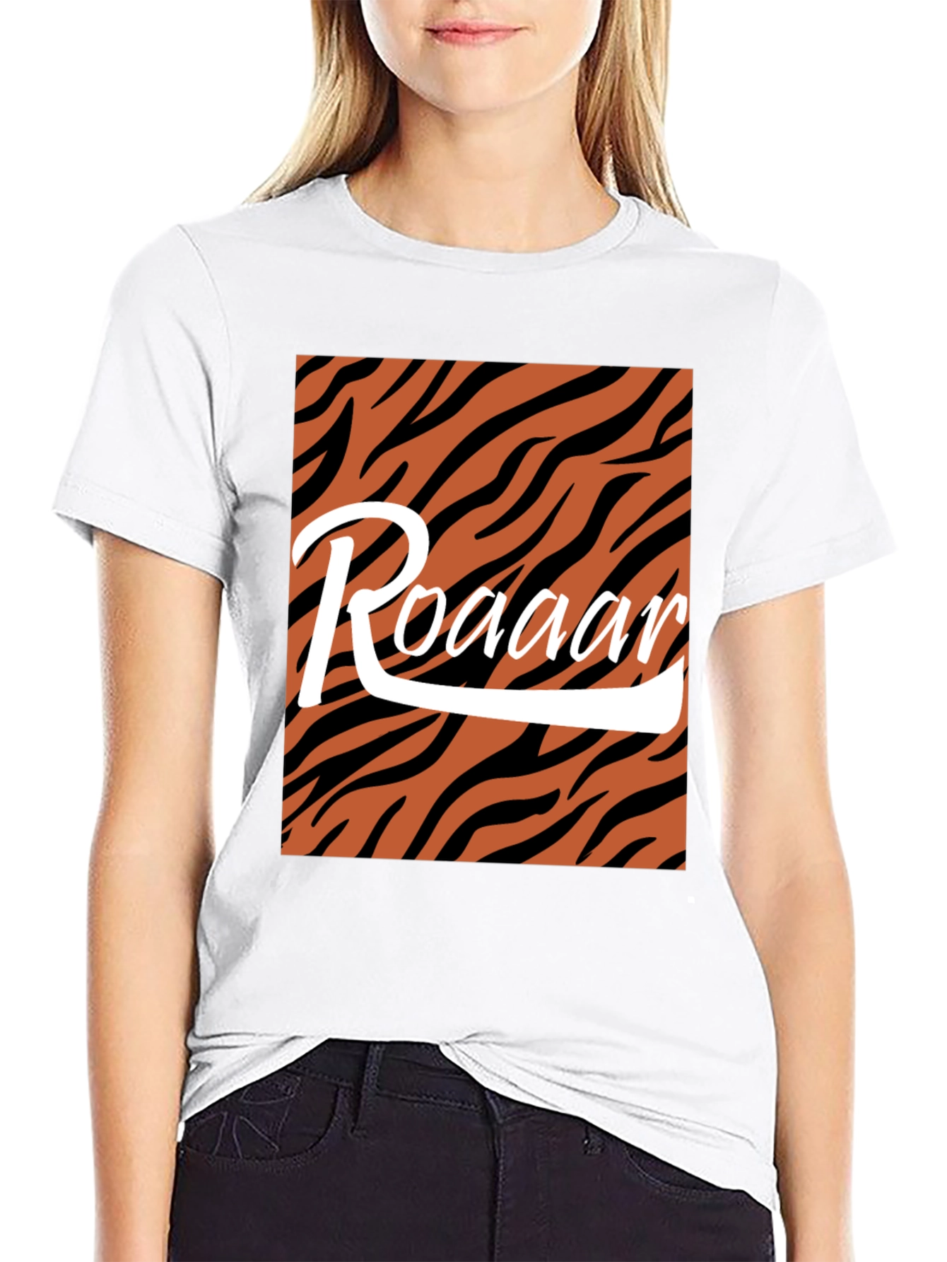 Black Roaar Tiger Stripe Graphic Tee view 9