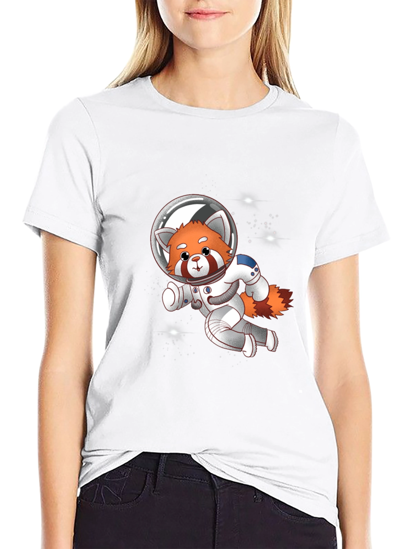 Black Red Panda Astronaut T-Shirt - Galaxy Explorer Tee view 9