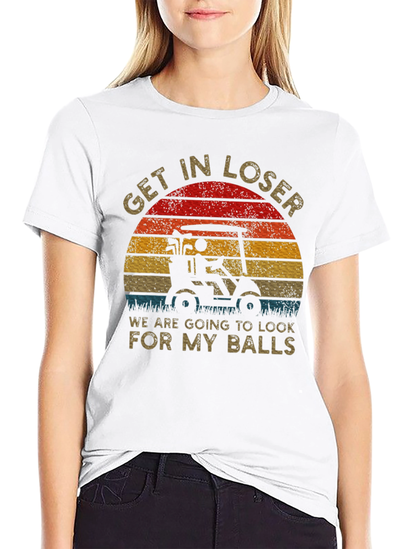Black Get In Loser Golf T-Shirt view 9