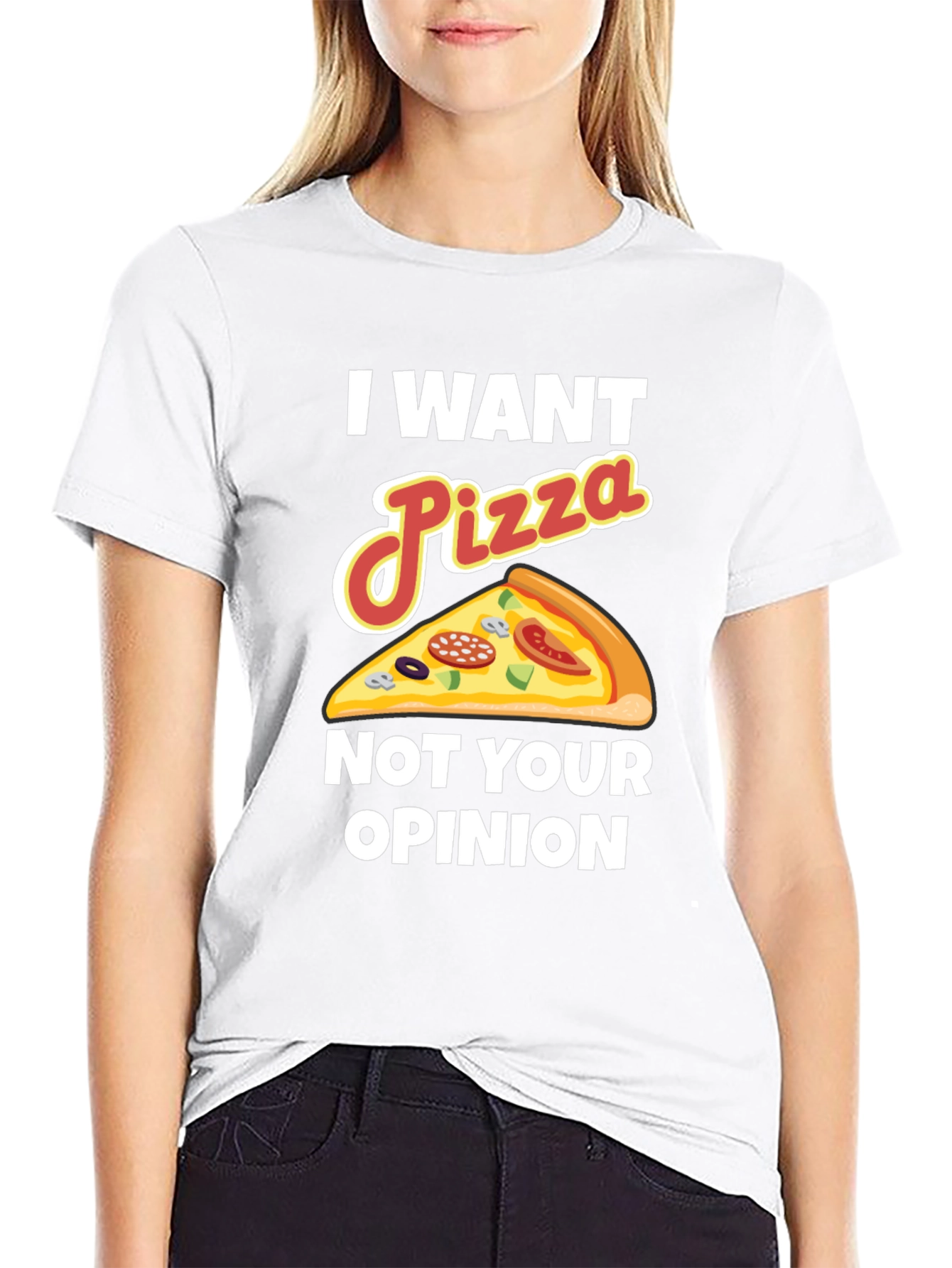 Black I Want Pizza Not Your Opinion Funny Graphic Tee view 9