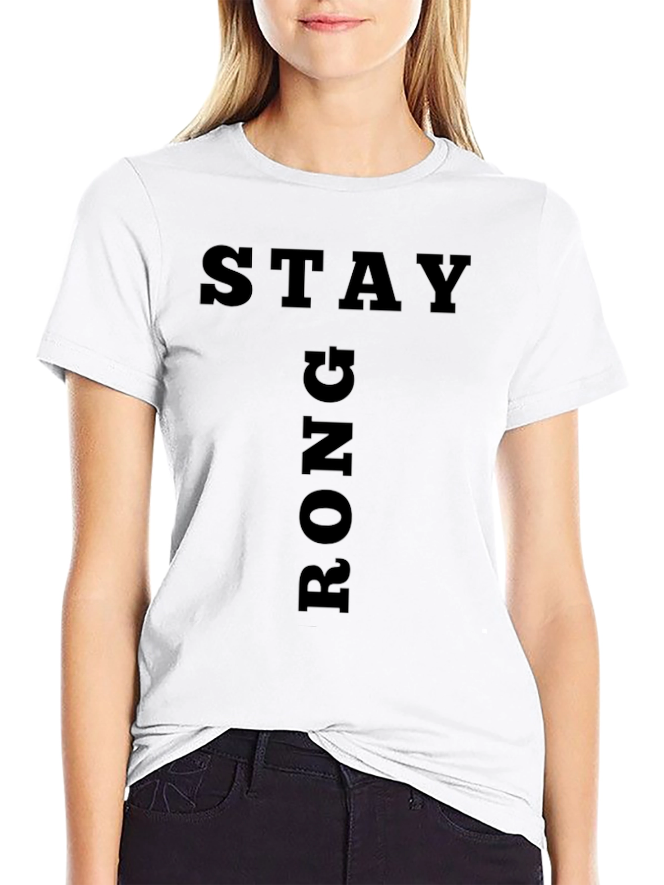 Black Stay Strong Graphic Black T-Shirt view 9