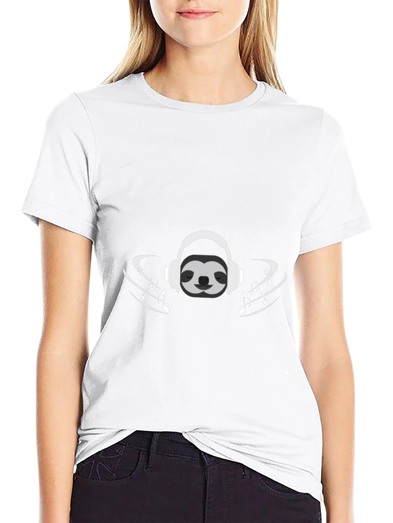 Black Sloth Music Lover Graphic Tee - Black T-Shirt view 9