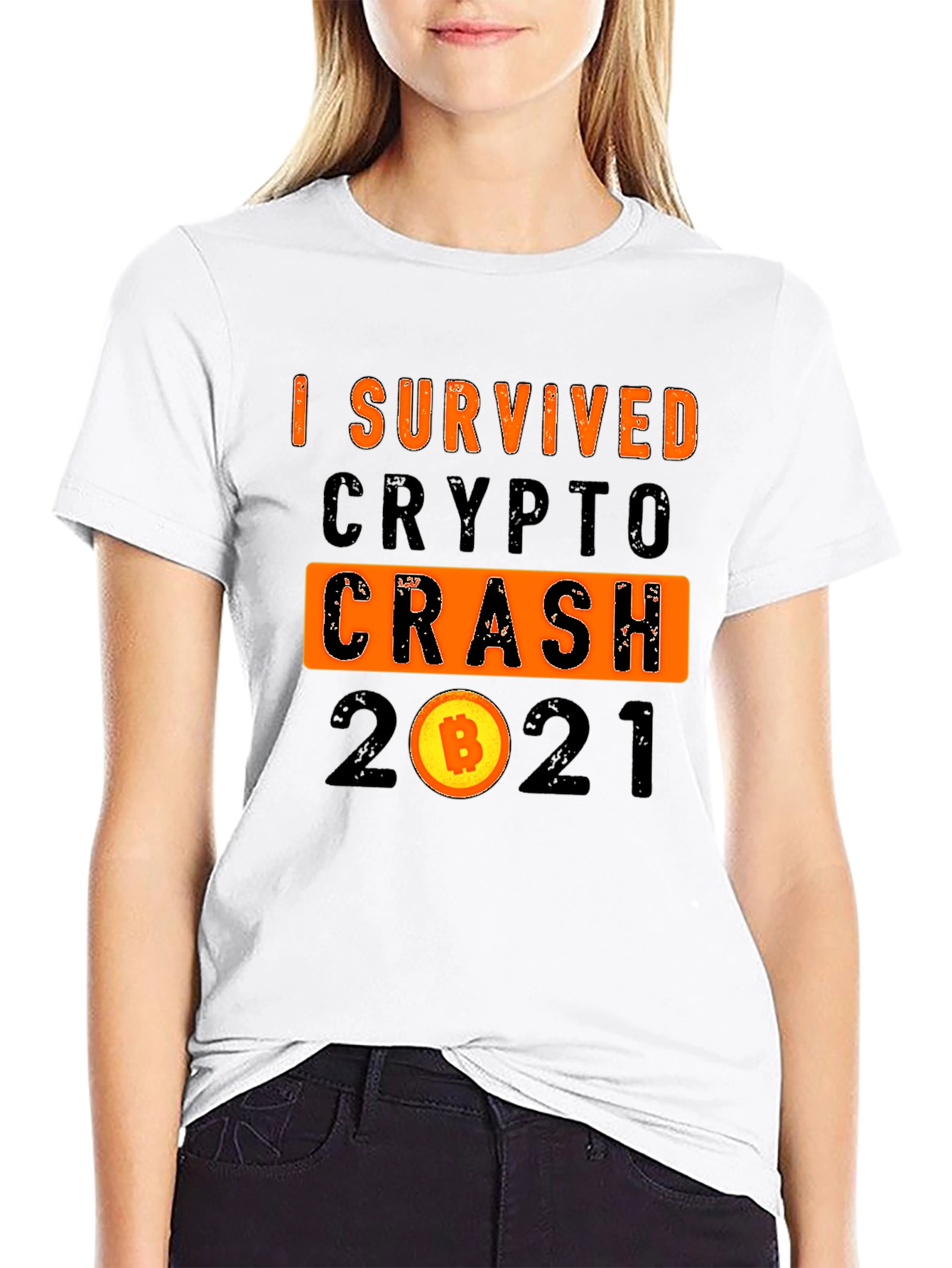 Black I Survived Crypto Crash 2021 T-Shirt view 9