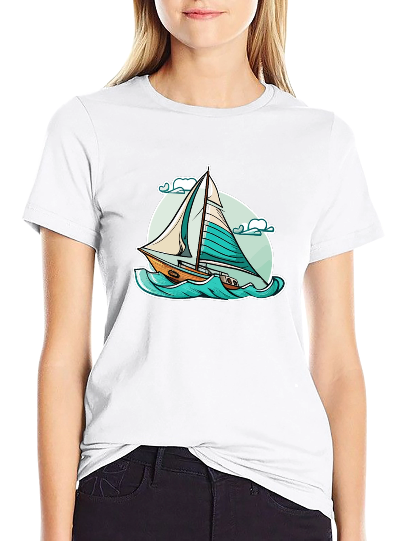 Black Sailboat Graphic T-Shirt - Black view 9