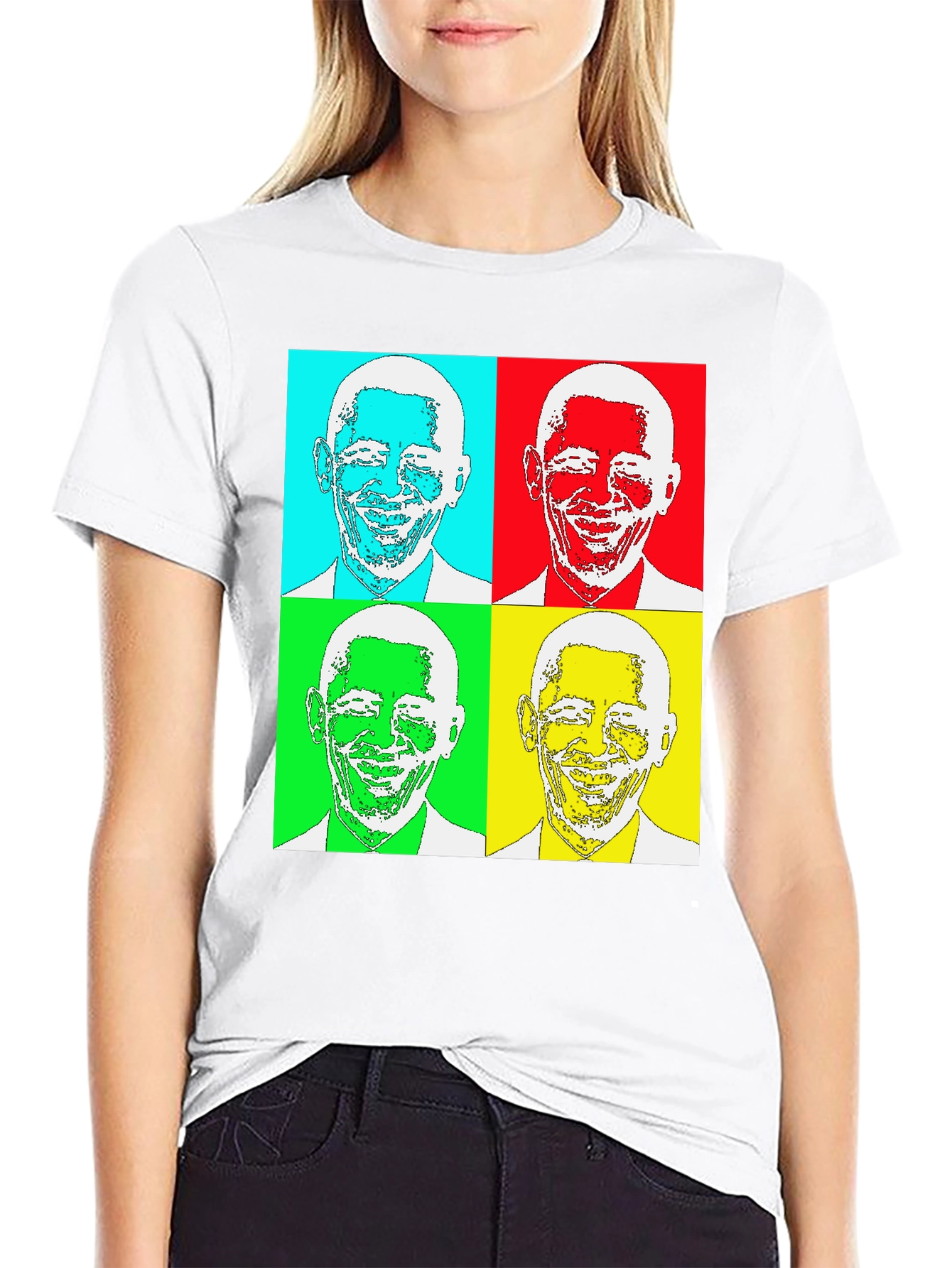 Black Pop Art Obama T-Shirt - Graphic Tee view 9