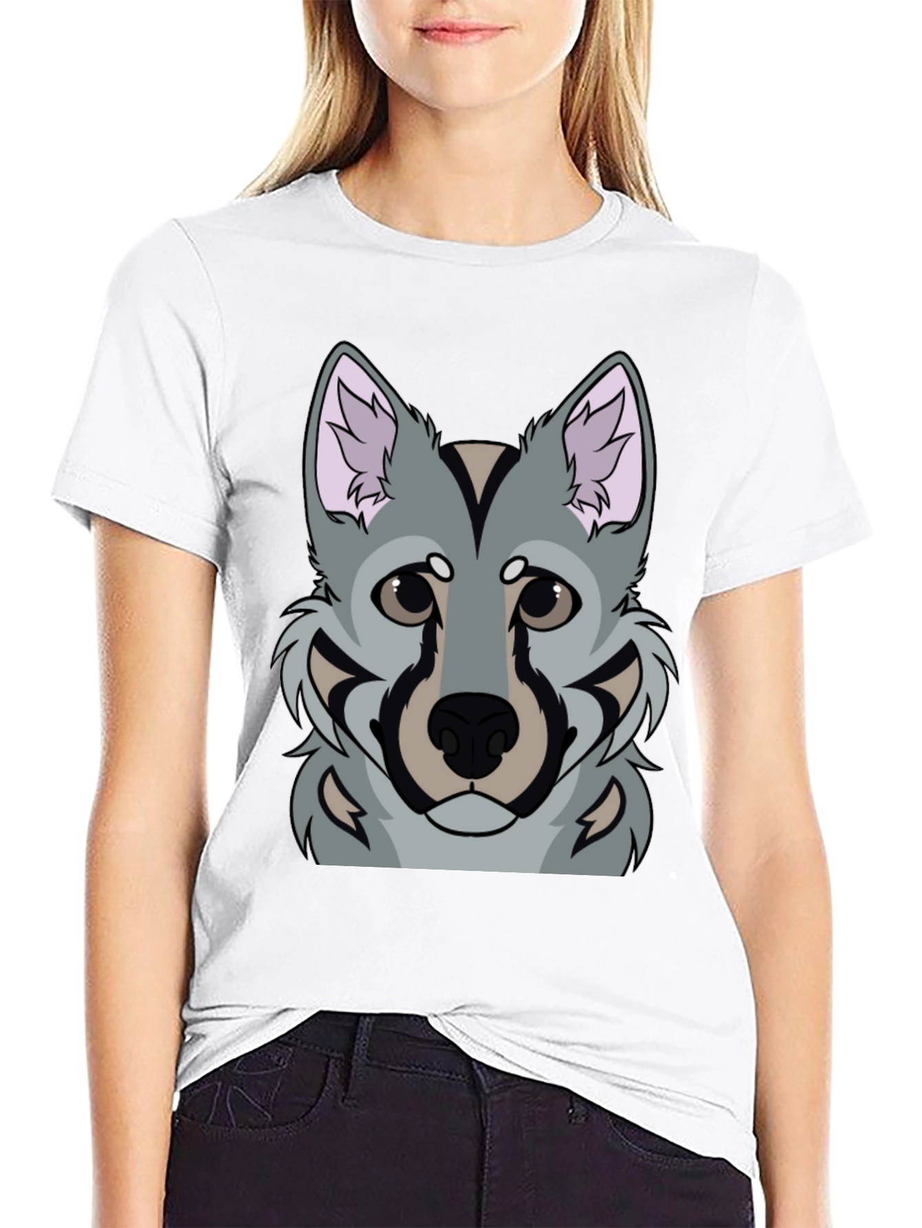 Black Wolf Graphic Print Black T-Shirt view 9