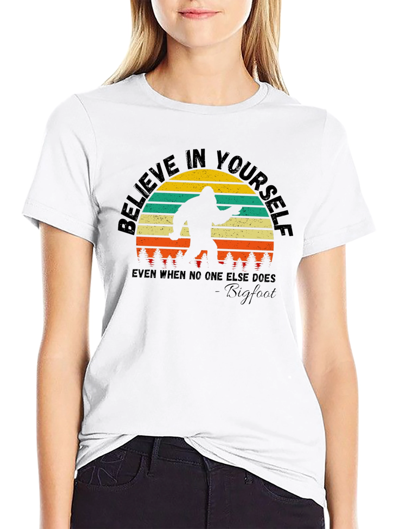 Black Believe in Yourself Bigfoot T-Shirt view 9