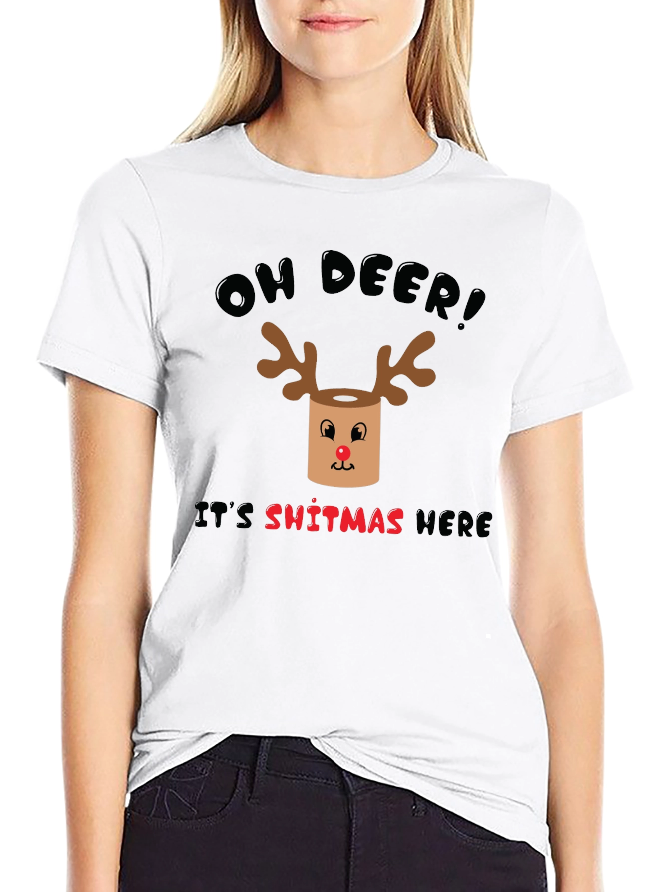 Black Oh Deer! It's Sh*tmas Here Funny Christmas T-Shirt view 9