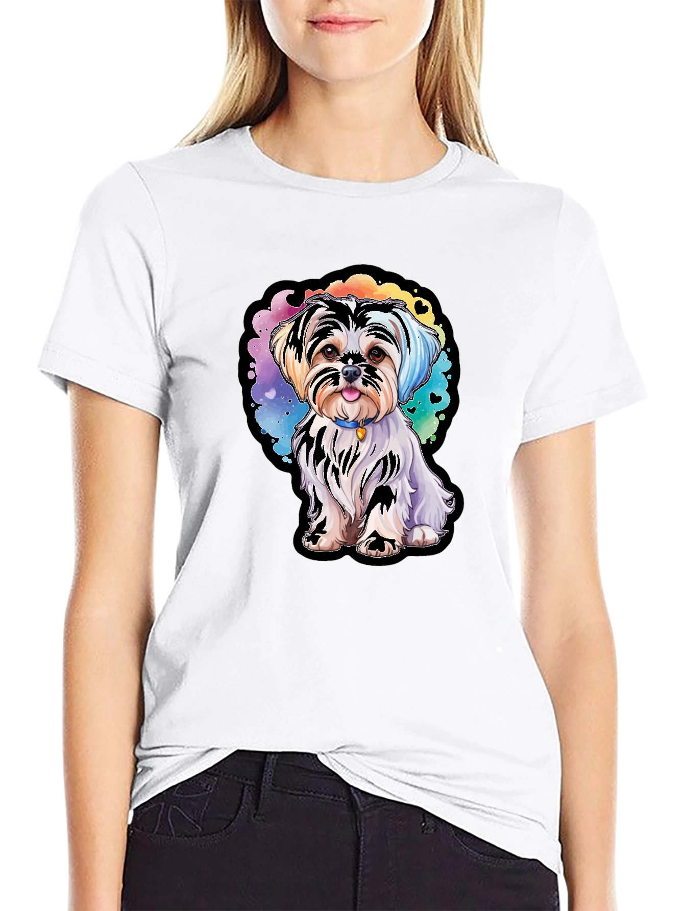 Black Cute Dog Graphic Tee - Stylish Unisex T-Shirt view 9