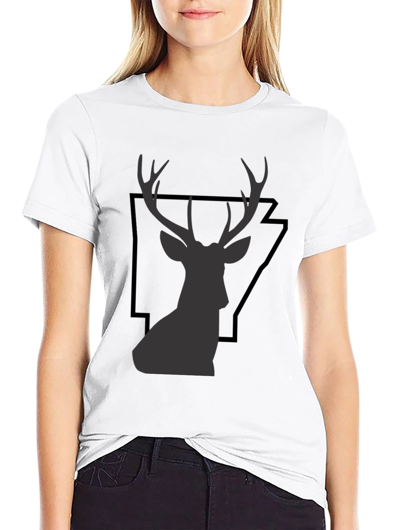 Black Deer Graphic Tee - Black Cotton T-Shirt view 9