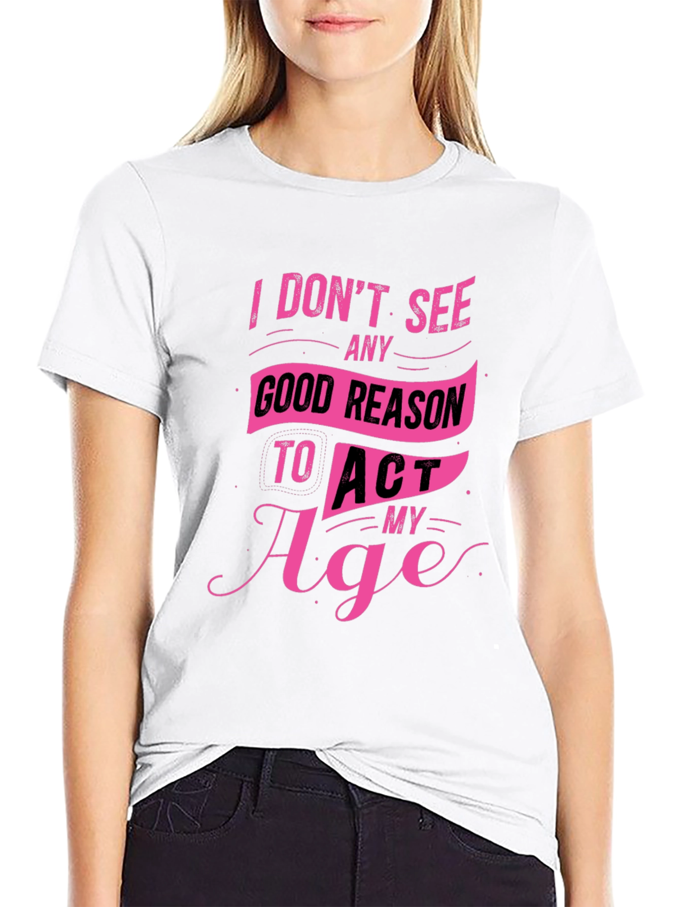 Black Funny Pink Graphic Tee - I Don't See Any Good Reason view 9
