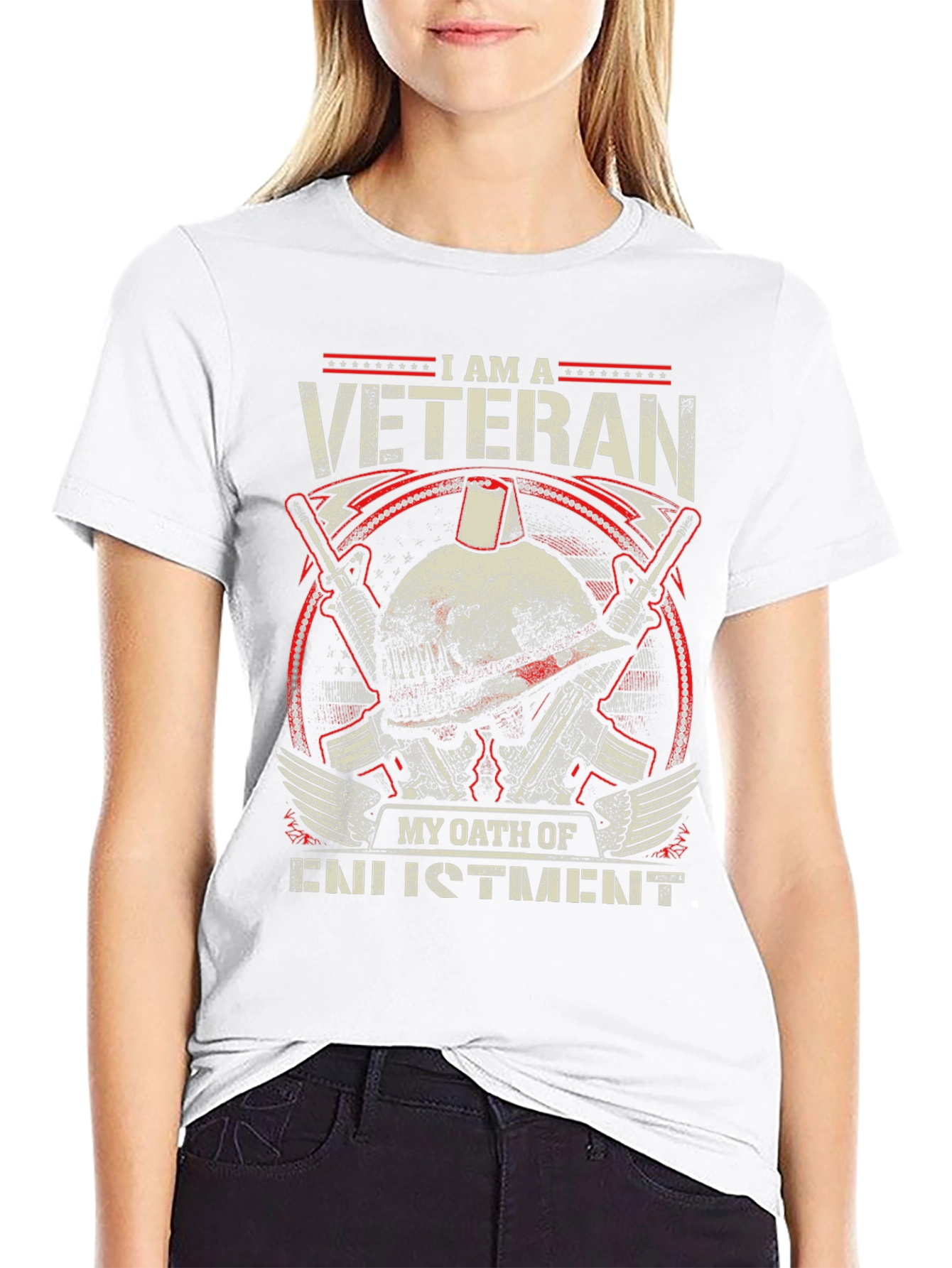 Black I am a Veteran T-Shirt - Military Oath Design view 9