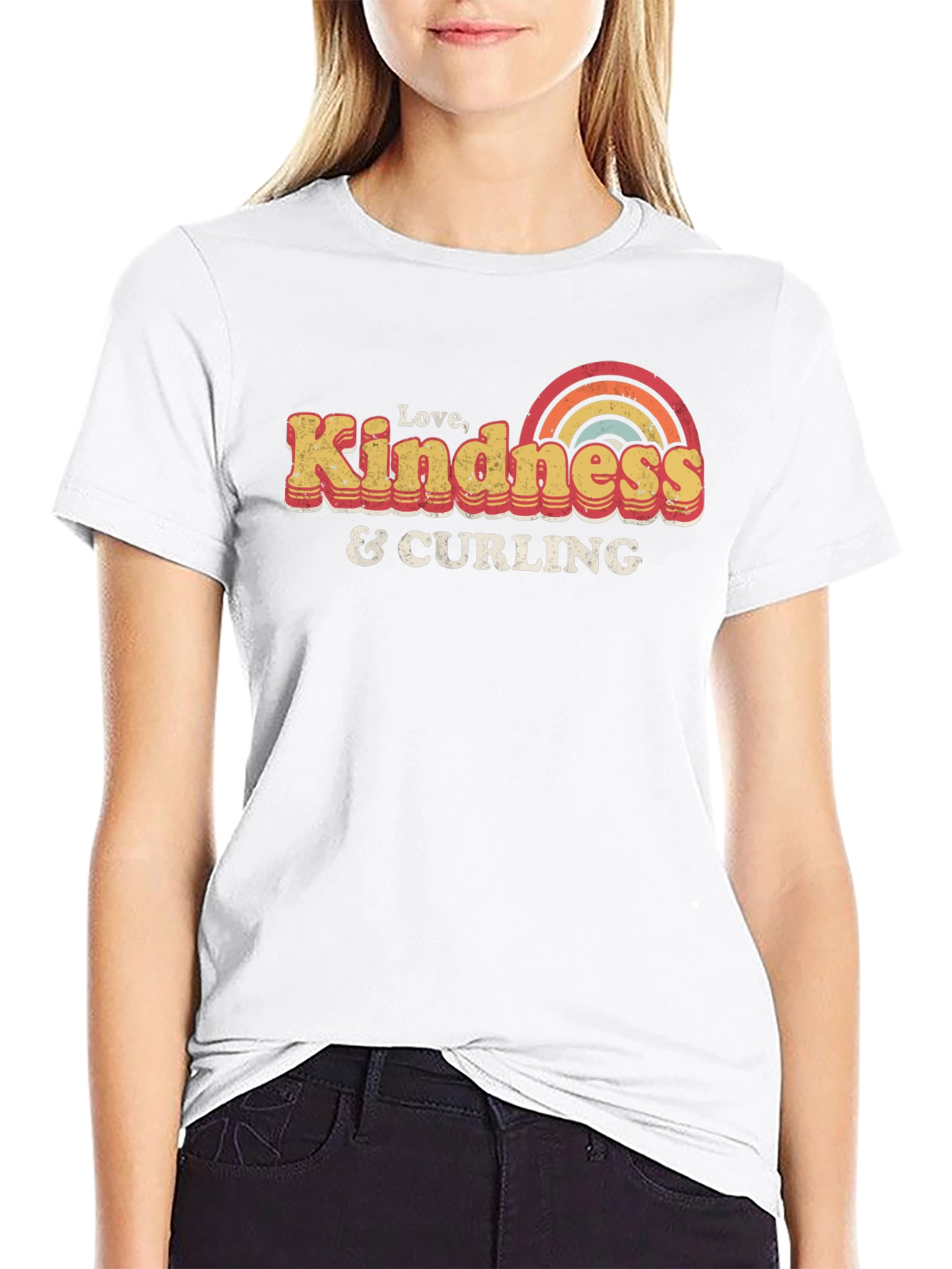 Black Love Kindness Curling T-Shirt Retro Design view 9