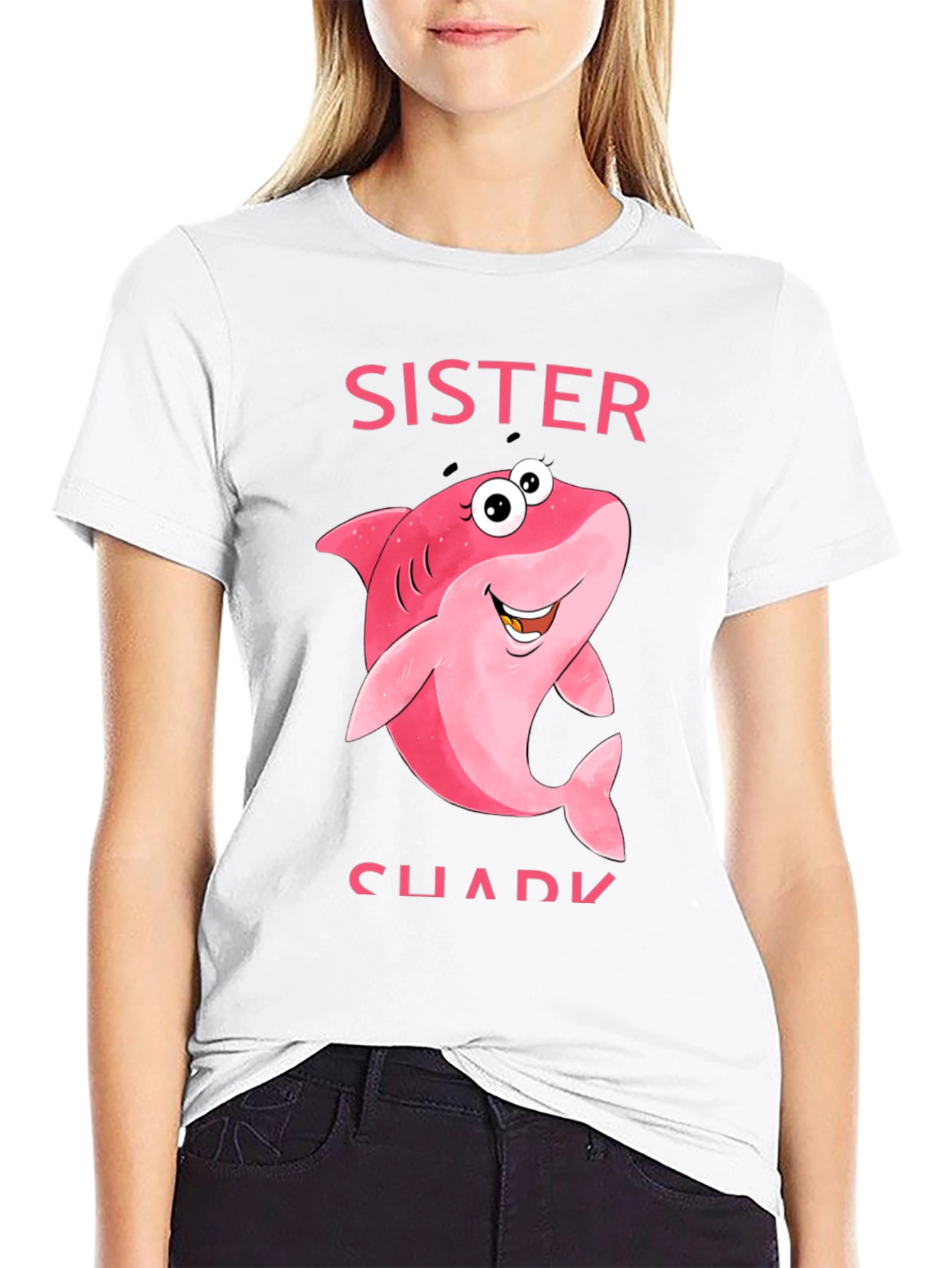 Sister Shark T-Shirt - Cute Cartoon Shark Tee - 9