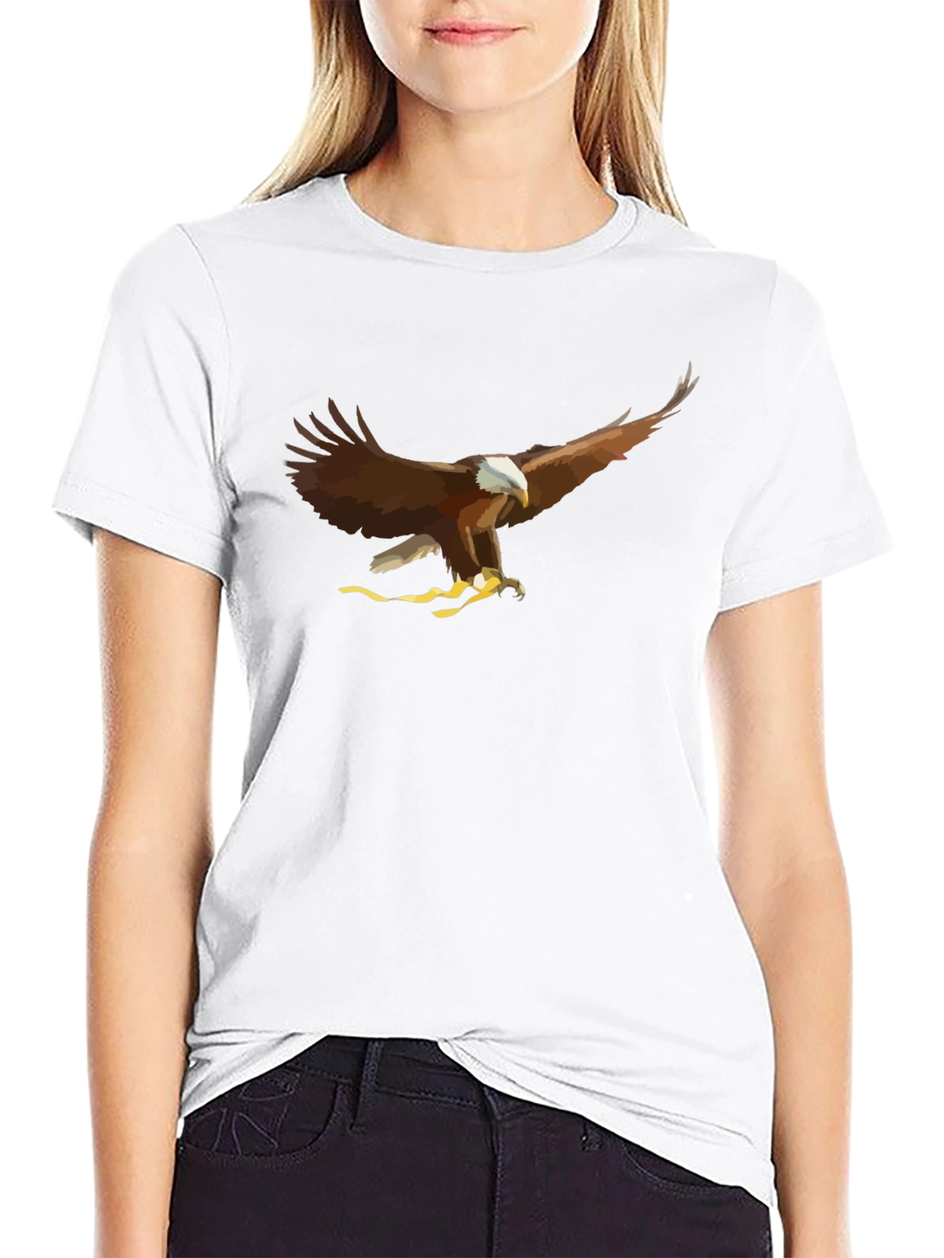 Black Men's Eagle Graphic Print Black T-Shirt view 9