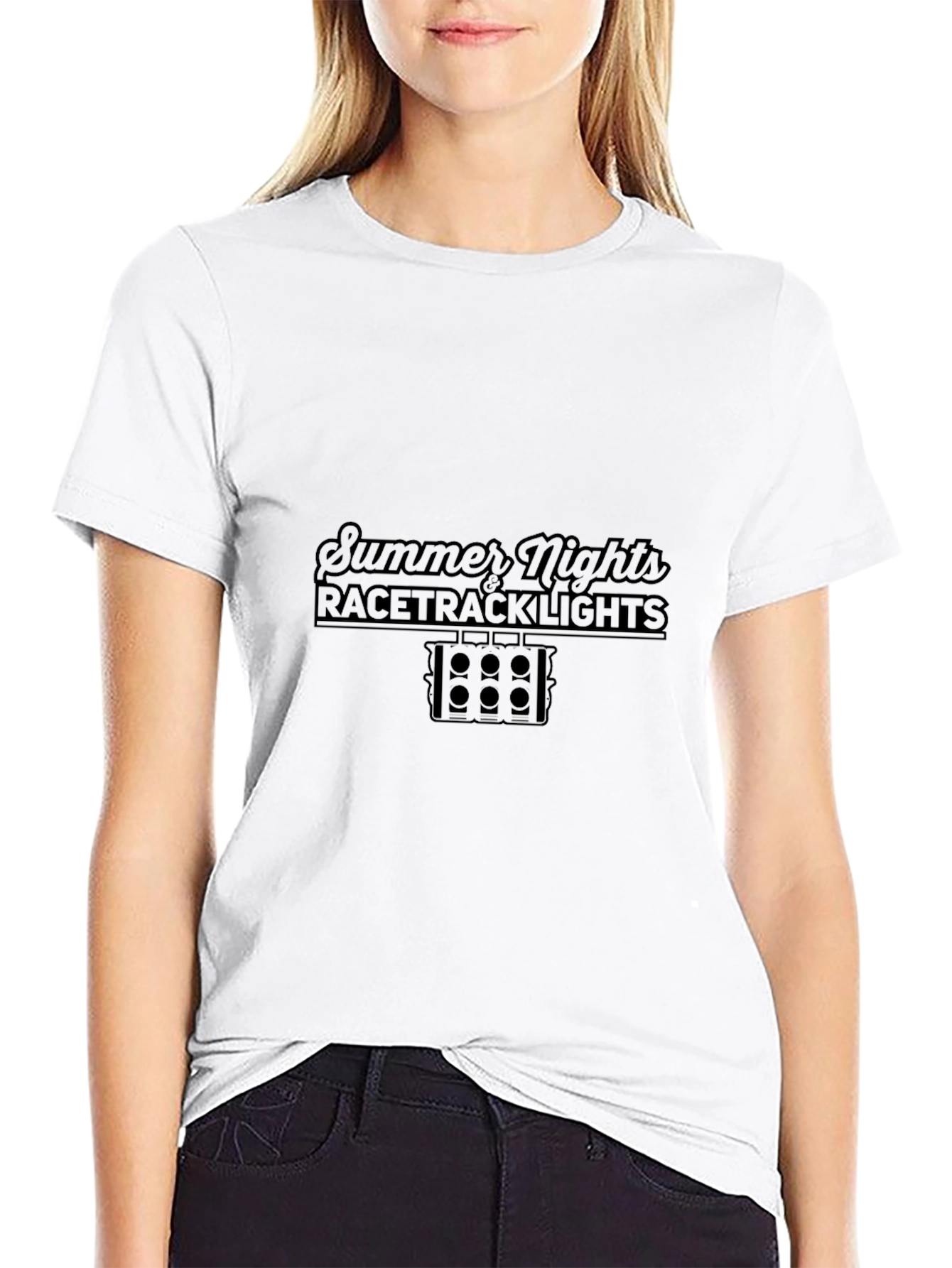 Black Summer Nights Racetrack Lights Graphic Tee view 9