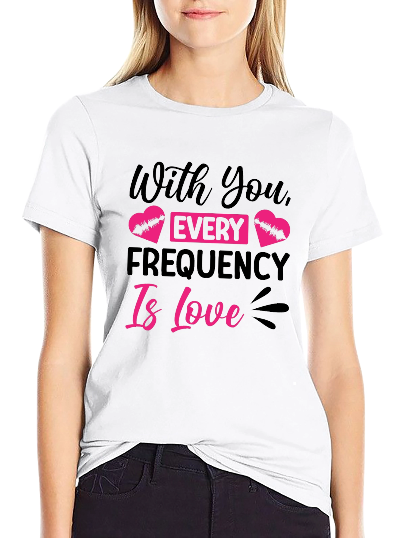 Black Every Frequency Is Love Graphic Tee view 9