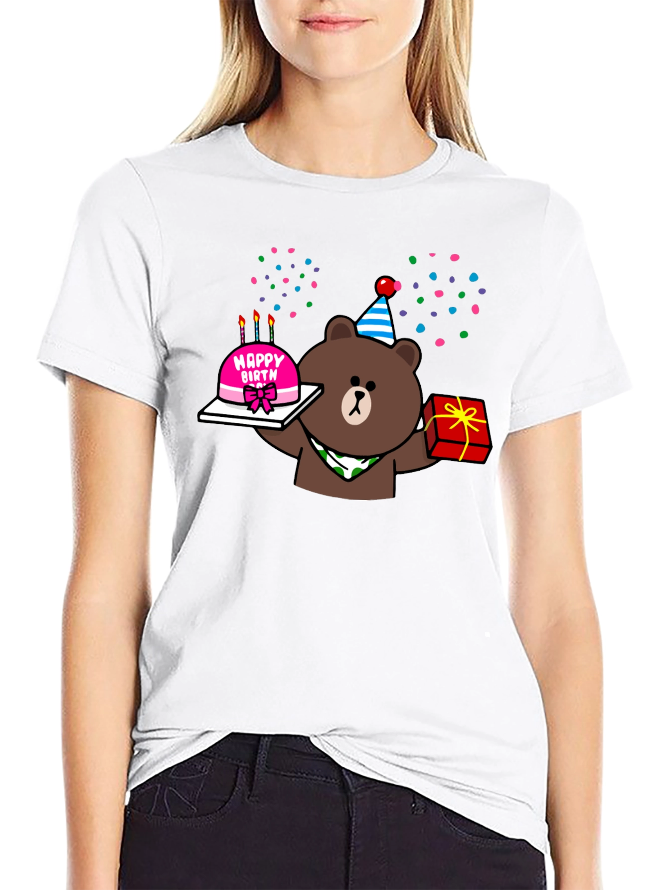 Black Birthday Bear Graphic Tee - Cute Party Shirt view 9