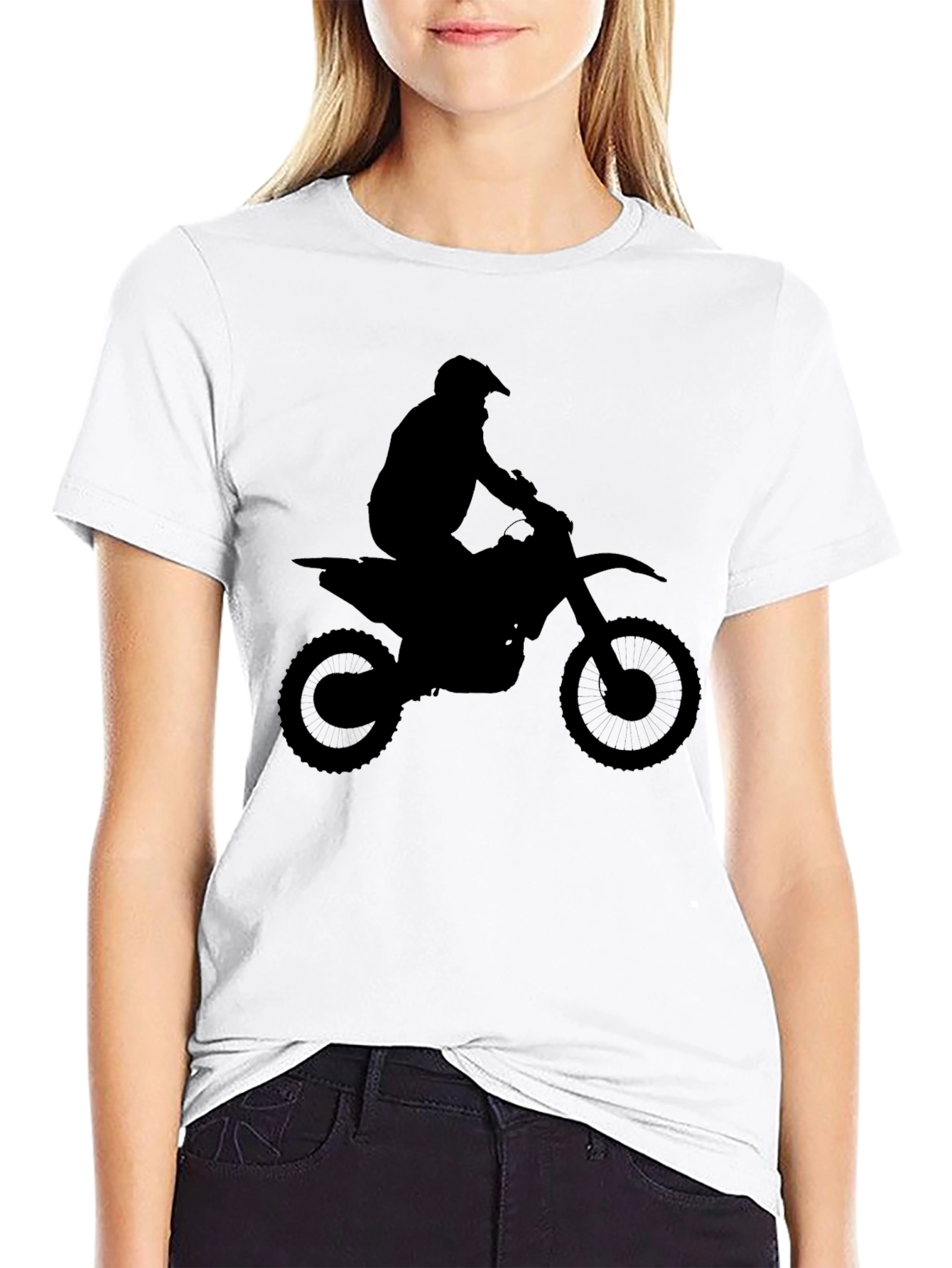 Black Motocross Silhouette Black T-Shirt view 9