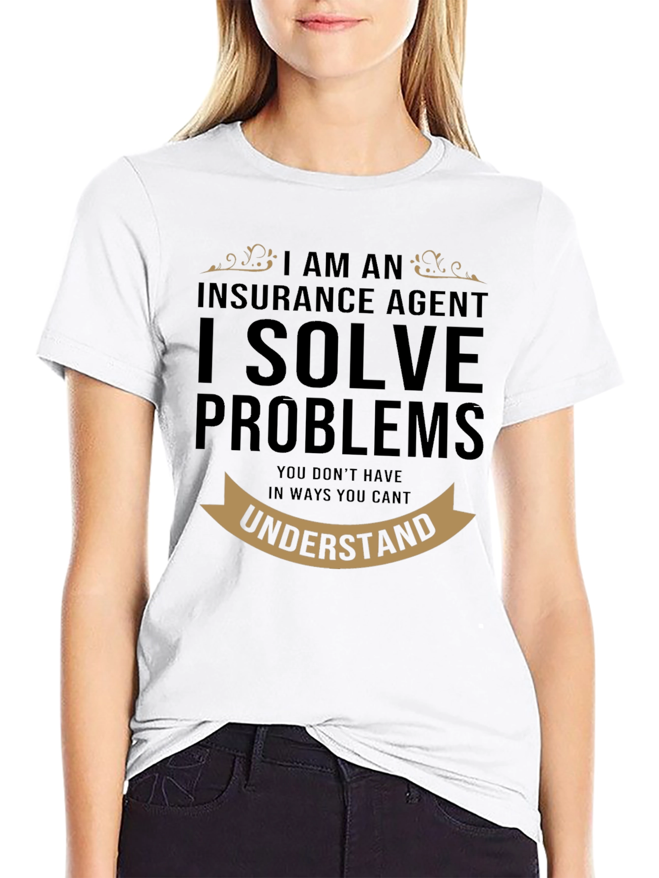 Black Insurance Agent - I Solve Problems T-Shirt view 9