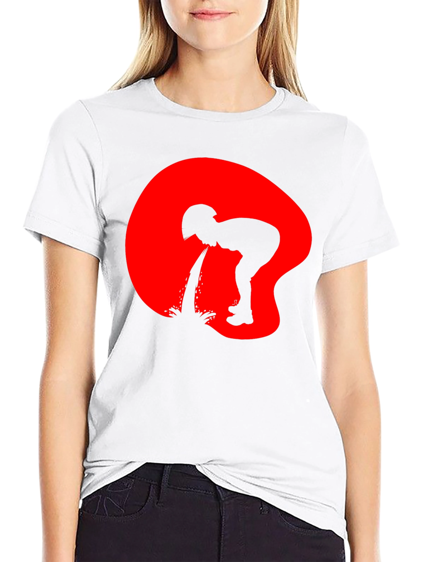 Black Puking Silhouette Graphic Tee - Black view 9