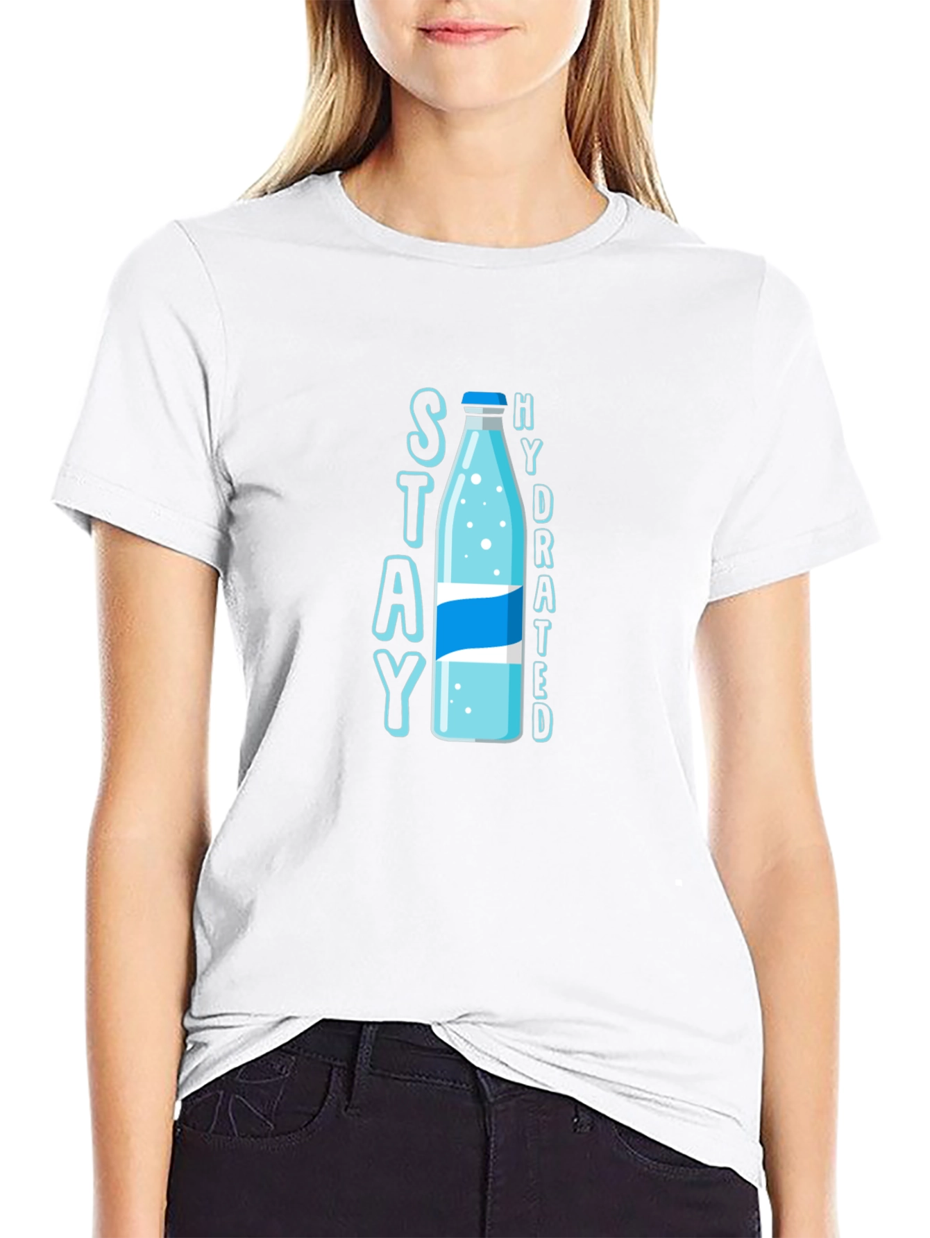 Stay Hydrated T-Shirt: Stylish Water Bottle Design - 9