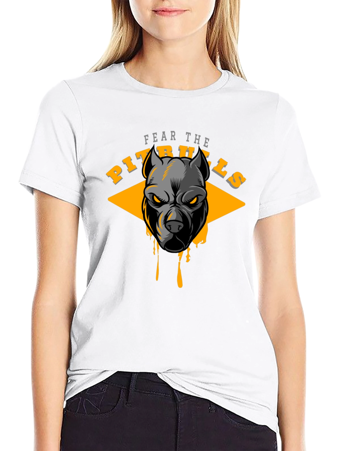 Black Fear the Pitbulls Graphic Tee view 9