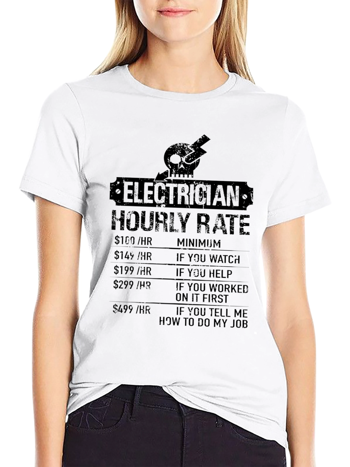 Black Electrician Hourly Rate Novelty T-Shirt view 9