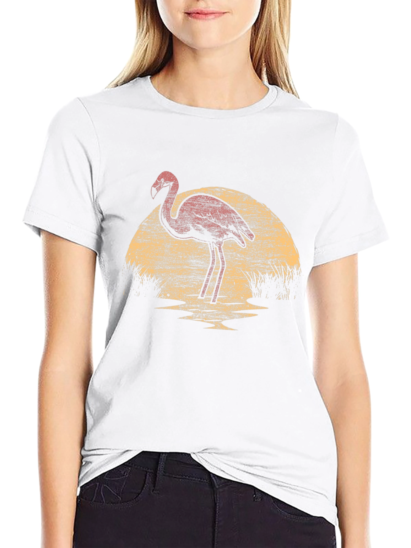 Black Flamingo Sunset Graphic Tee view 9