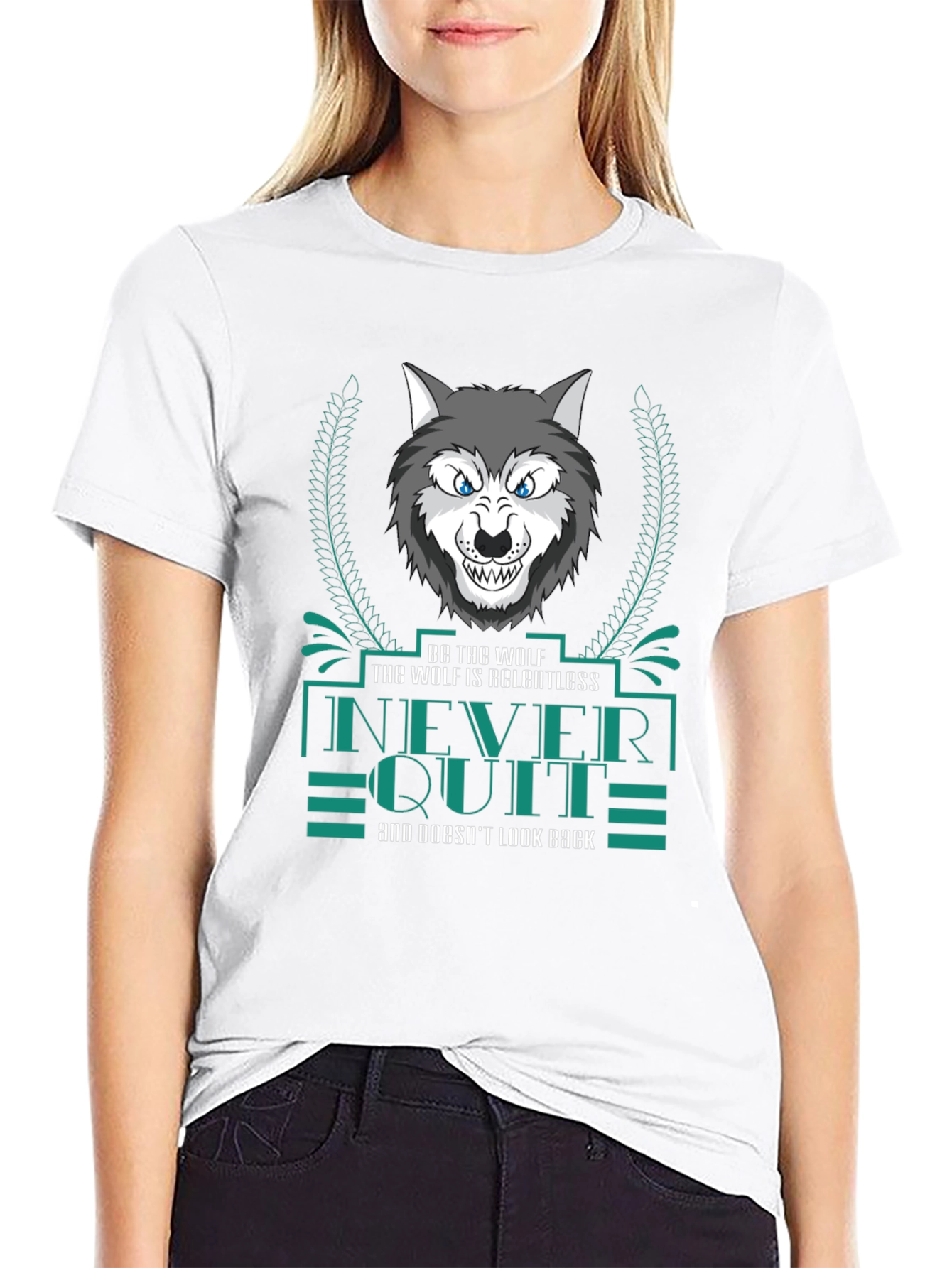 Black Relentless Wolf Graphic Print Men's Black T-Shirt view 9