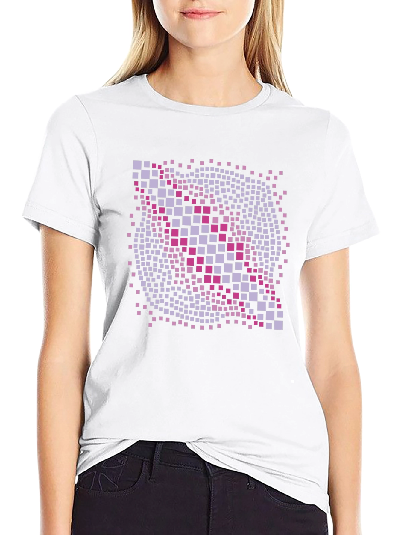 Black Geometric Pixel Art Graphic T-Shirt - Black view 9