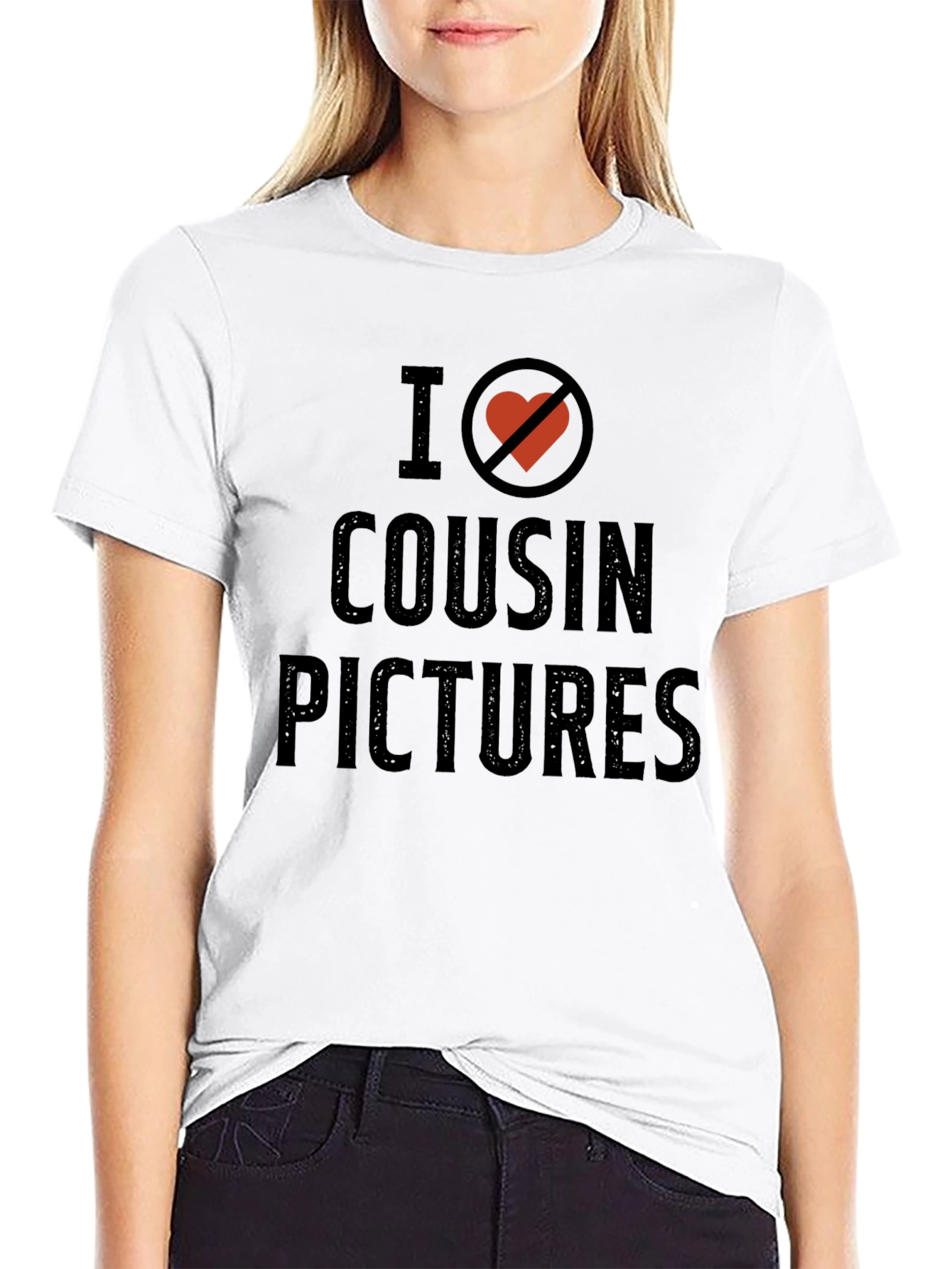 Black I (Heart Crossed Out) Cousin Pictures T-Shirt view 9
