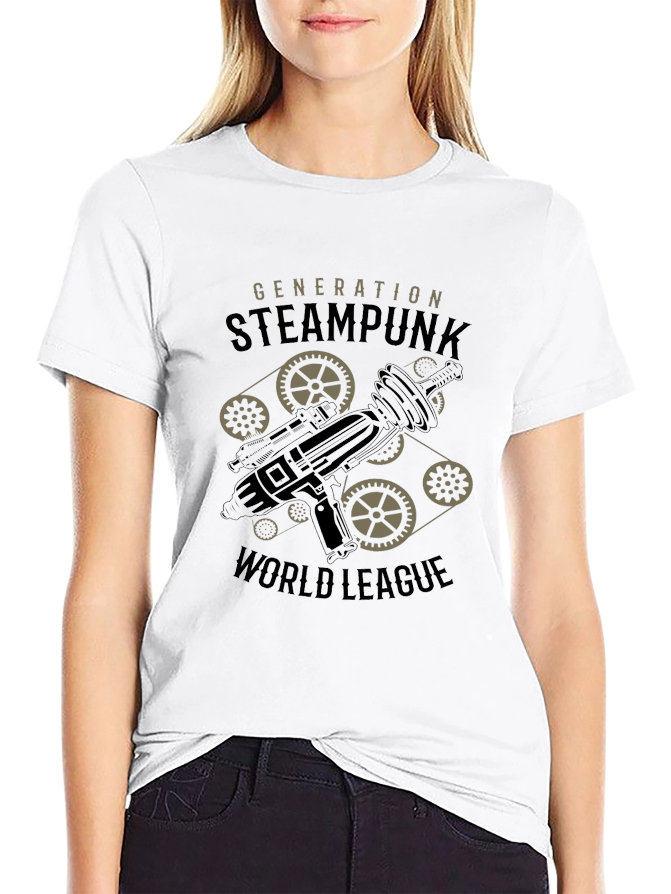 Black Steampunk Generation World League Black T-Shirt view 9