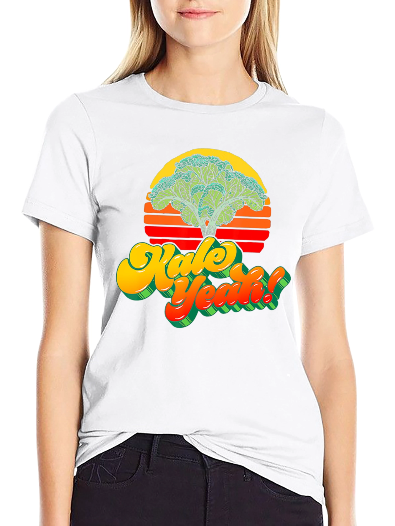 Black Kale Yeah! Graphic T-Shirt - Retro Vegan Style view 9