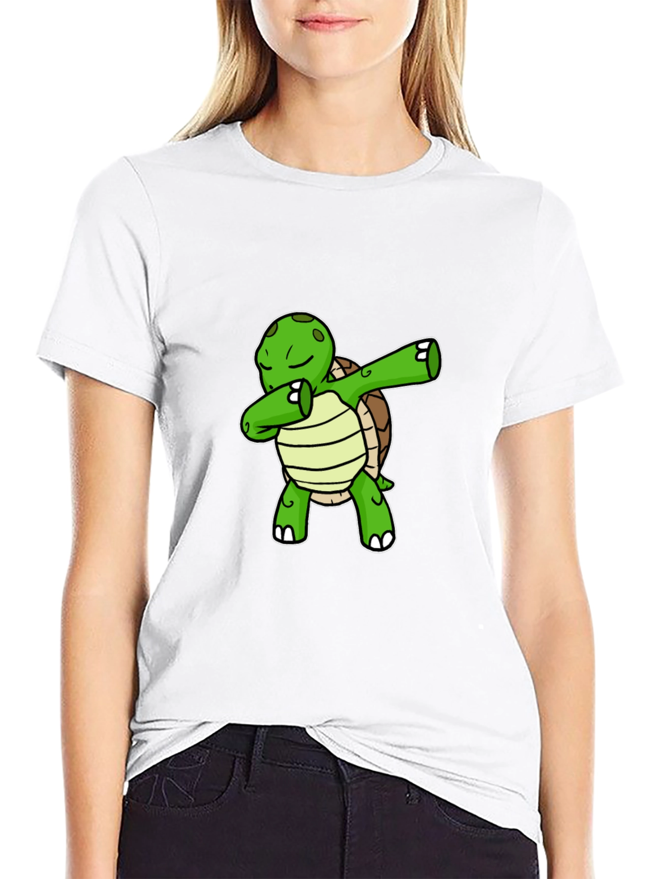 Black Dabbing Turtle Graphic Tee - Black Cotton T-Shirt view 9