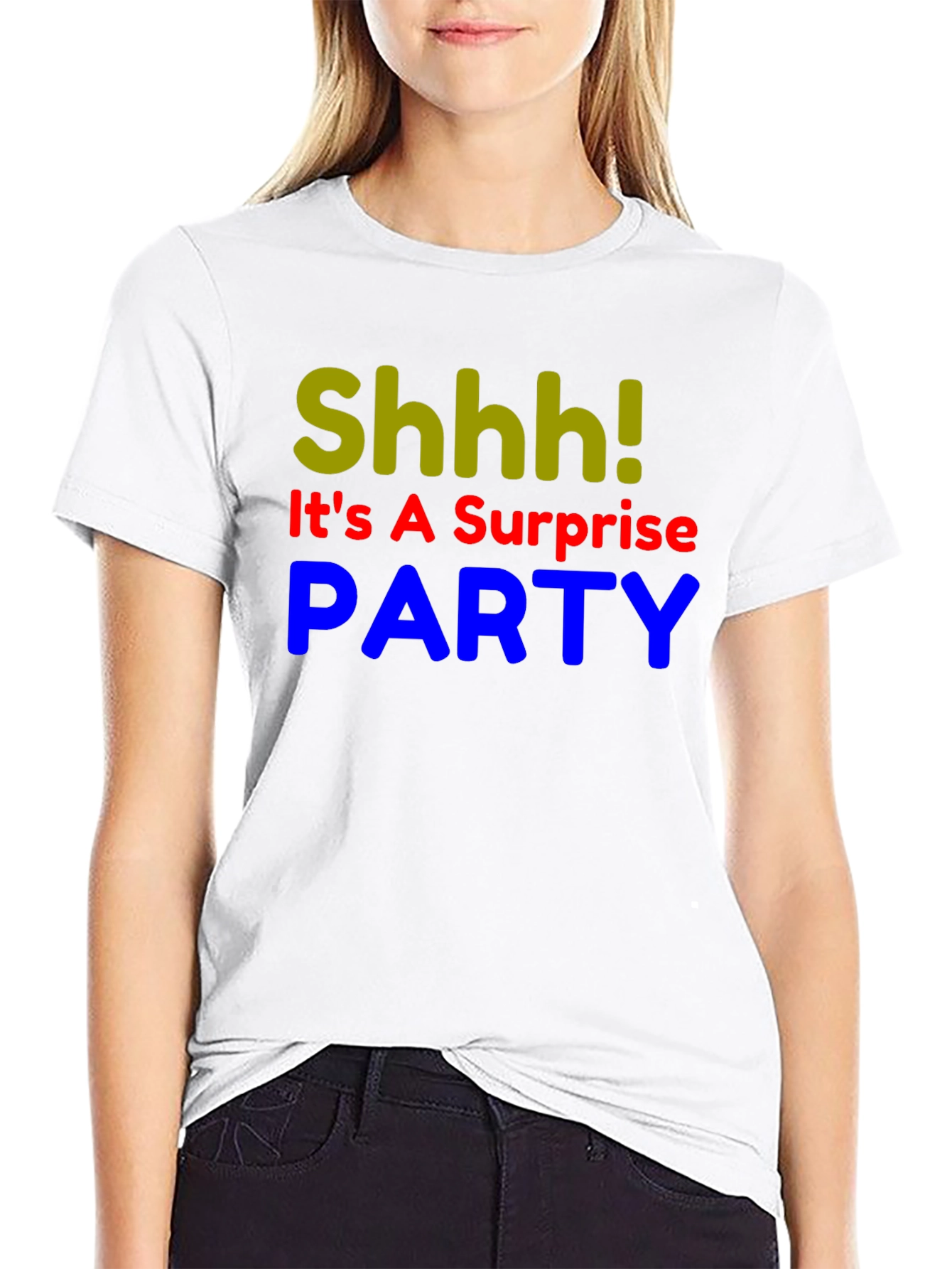 Black Surprise Party T-Shirt - Shhh! Funny Birthday Tee view 9