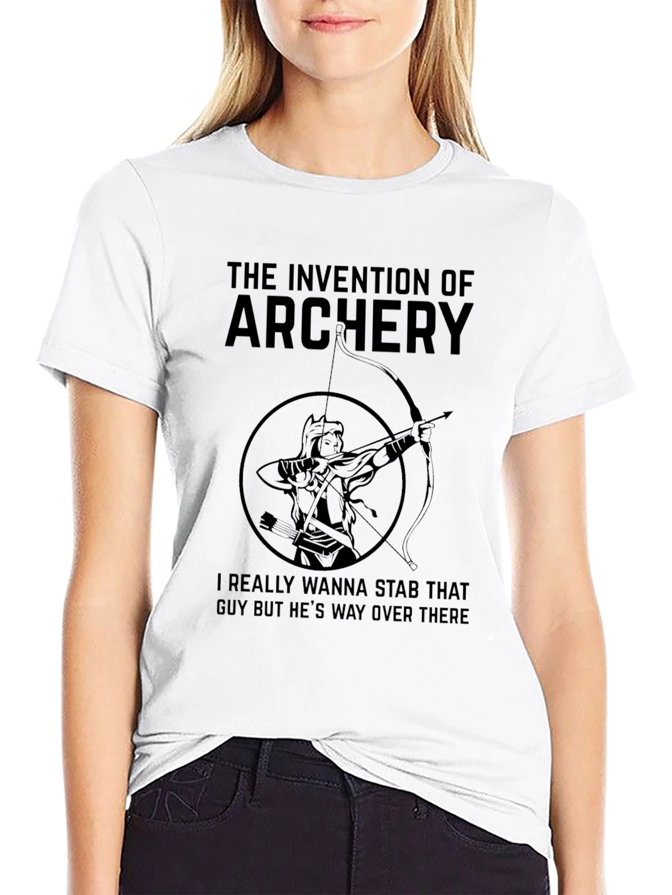 Black Archery Invention Graphic T-Shirt - Funny Archer Tee view 9