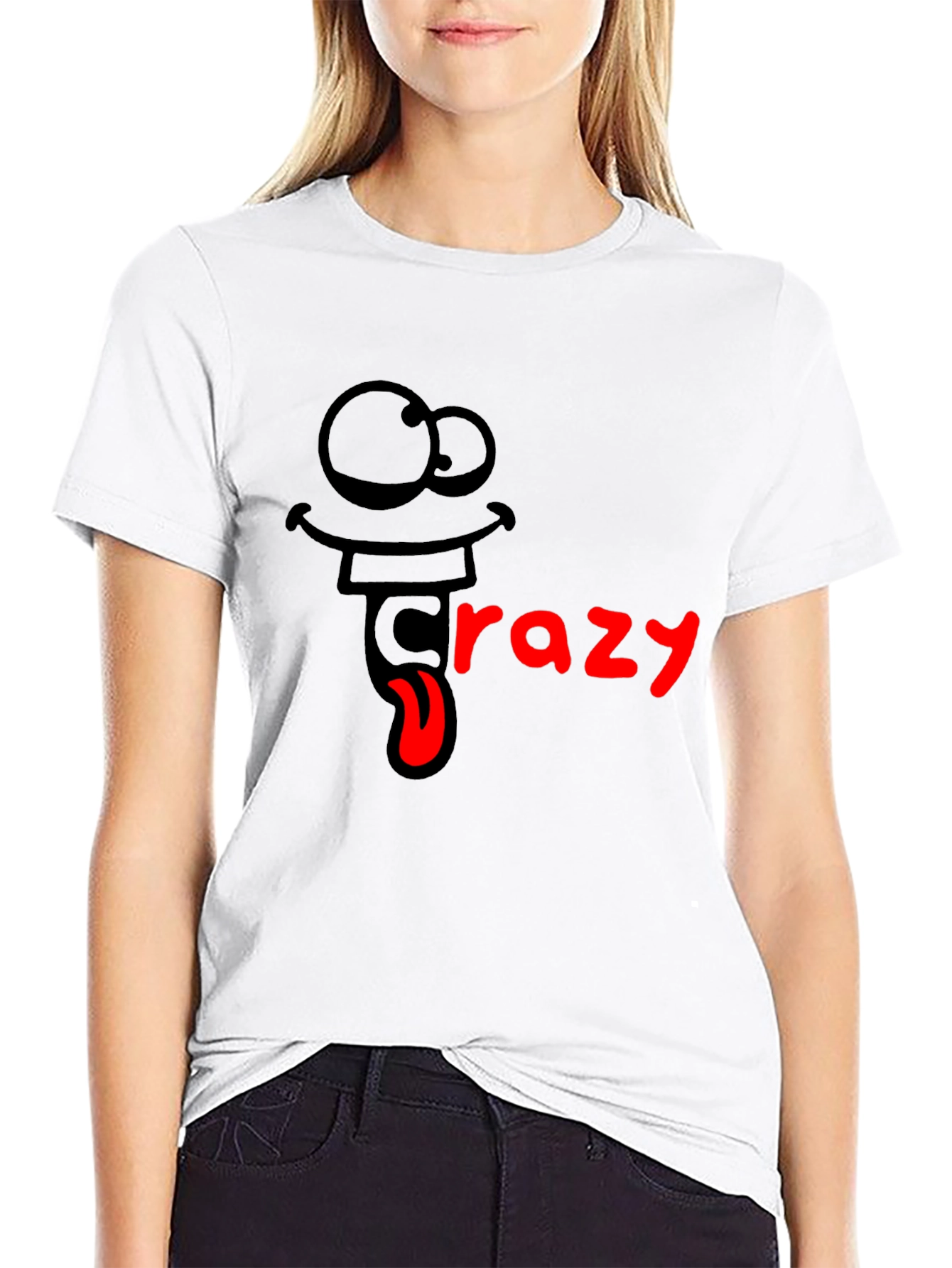 Black Crazy Cartoon Graphic T-Shirt view 9