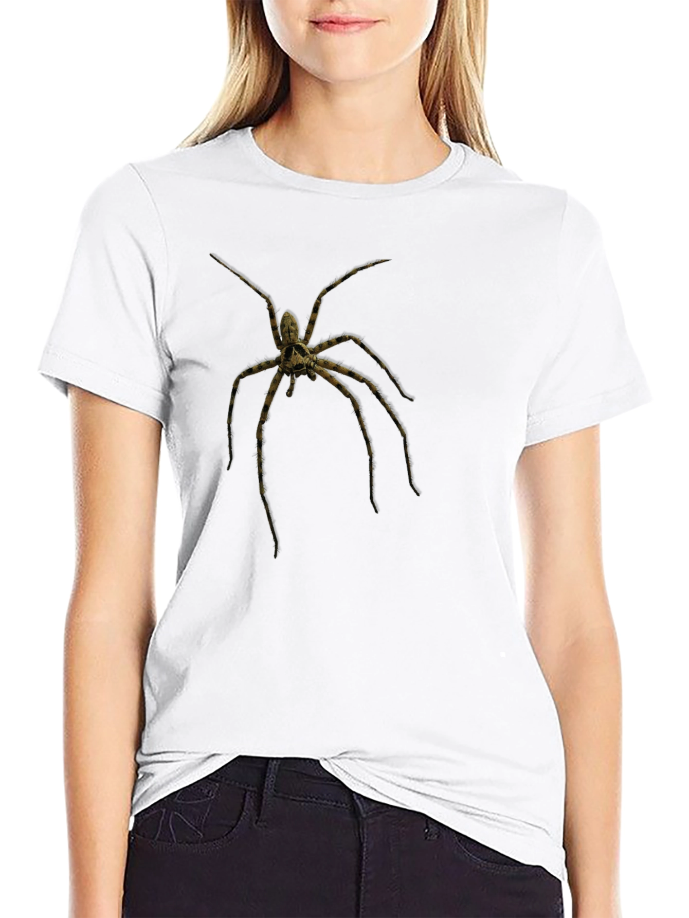 Black Creepy Spider Graphic Tee - Black Cotton view 9