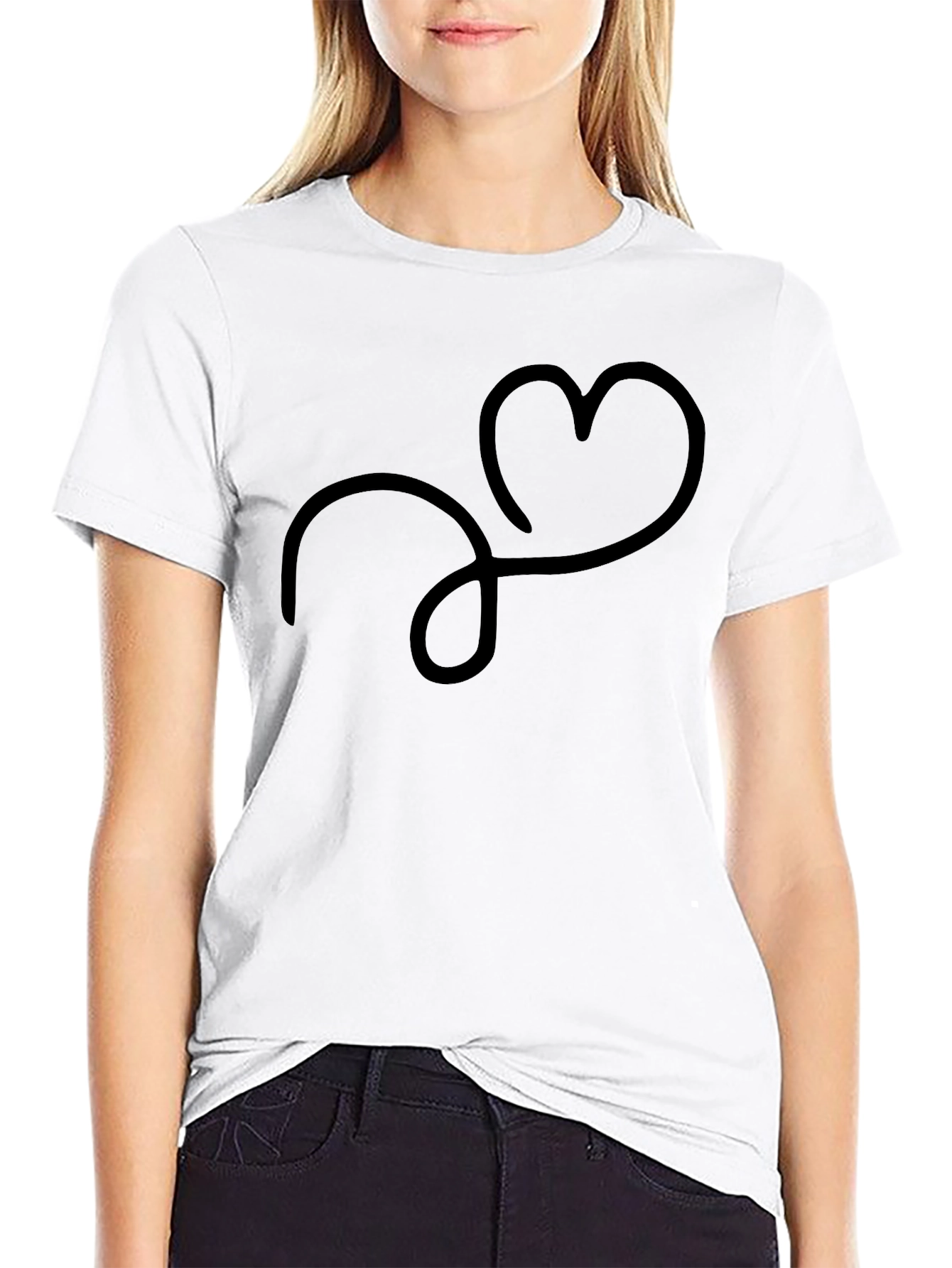 Black Minimalist Heartbeat T-Shirt - Soft Cotton Tee view 9