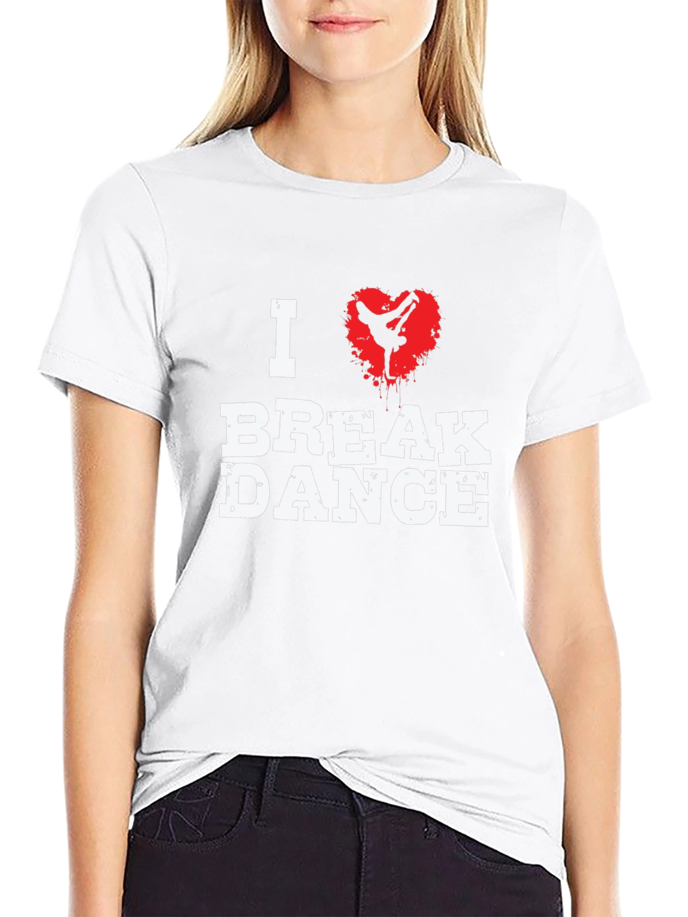 Black I Love Break Dance Graphic T-Shirt - Black view 9