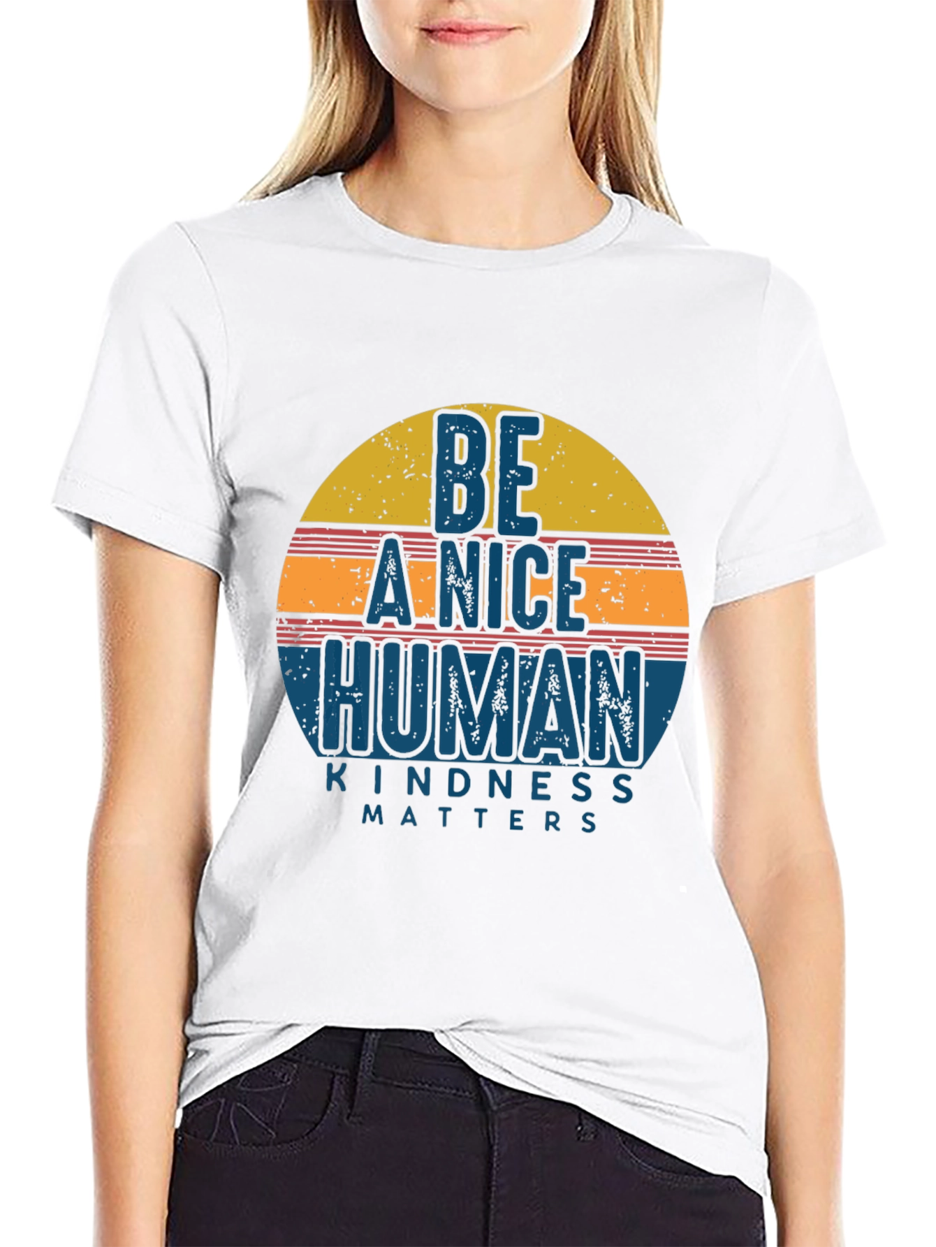 Black Be A Nice Human Kindness Matters Graphic Tee view 9