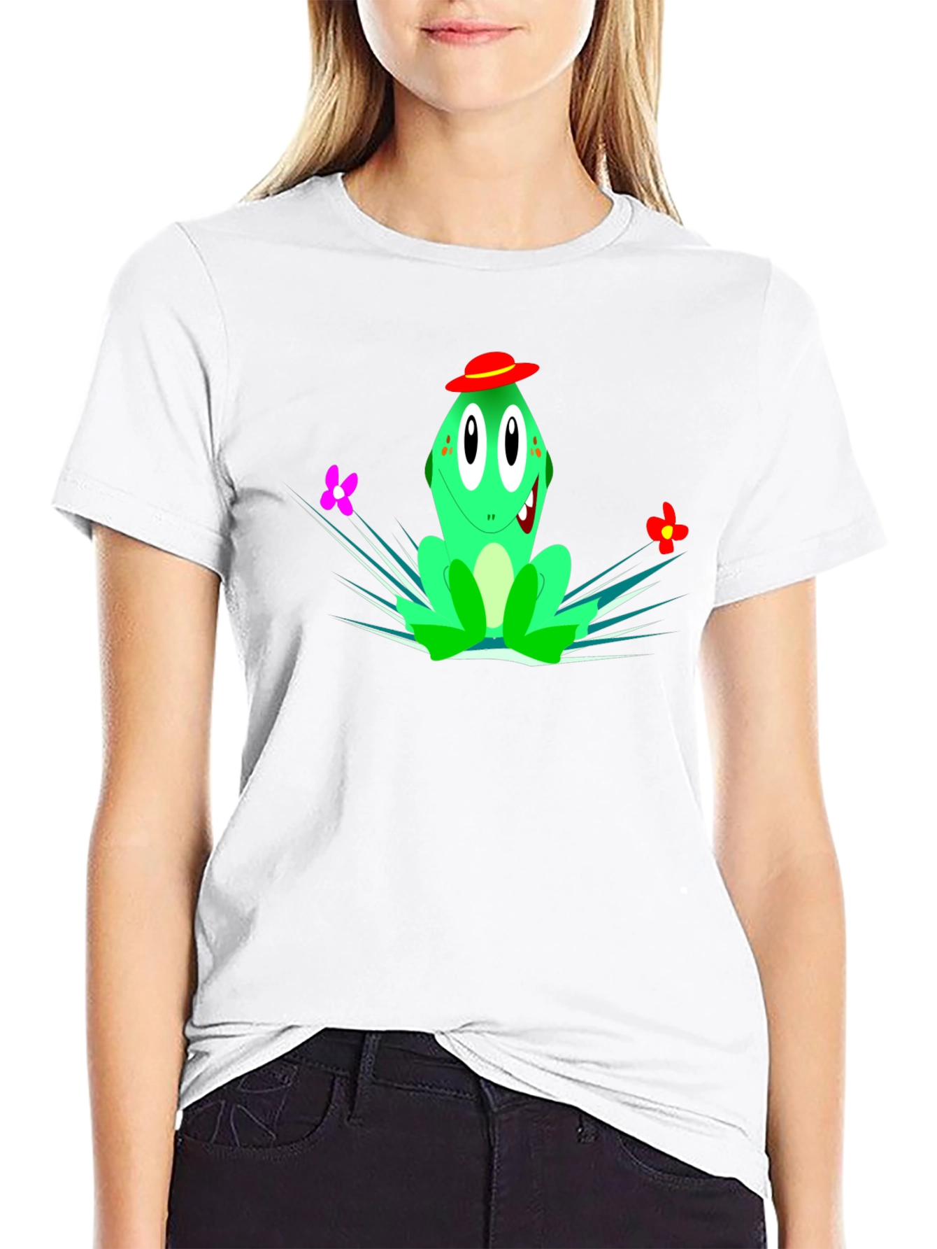 Black Cartoon Frog Graphic Tee - Quirky Style view 9